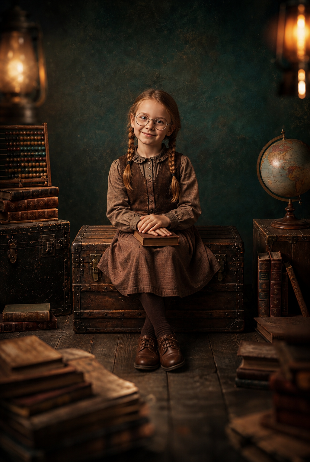 5 Vintage School Digital Backdrops, Old Library Classroom Background Bundle, Retro Student Portrait Overlay, Photoshop Composite JPG - Thumbnail 6