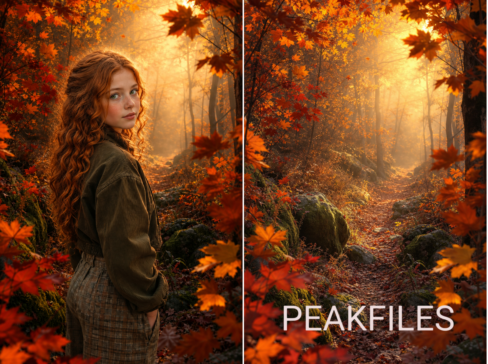 50 Autumn Forest Digital Backdrops, Fall Photography Background Bundle, Woodland Portrait Scenes,  Maternity, Child, Family Photoshoot - Thumbnail 2