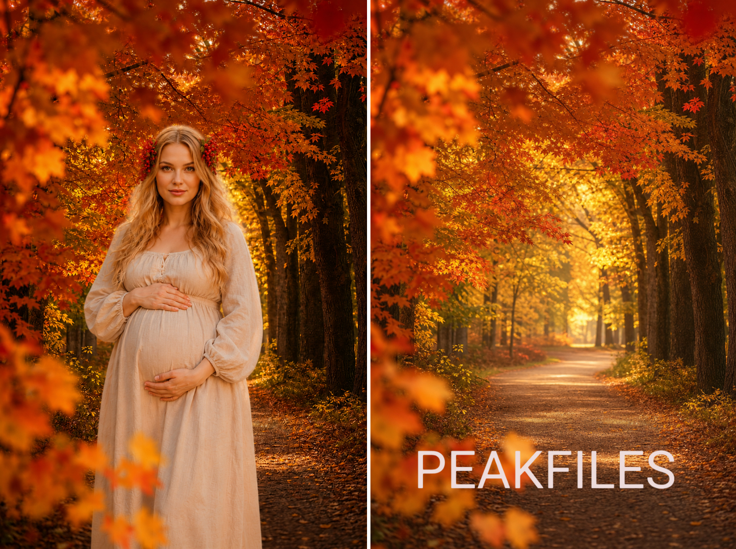 50 Autumn Forest Digital Backdrops, Fall Photography Background Bundle, Woodland Portrait Scenes,  Maternity, Child, Family Photoshoot - Thumbnail 4