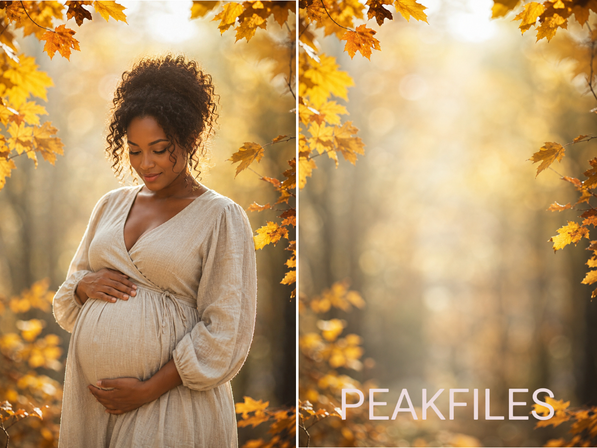 40 Golden Autumn Portrait Digital Backdrops, Fall Forest Photography Background Bundle, Maternity Baby Child Family Photoshop Composite JPG - Thumbnail 2