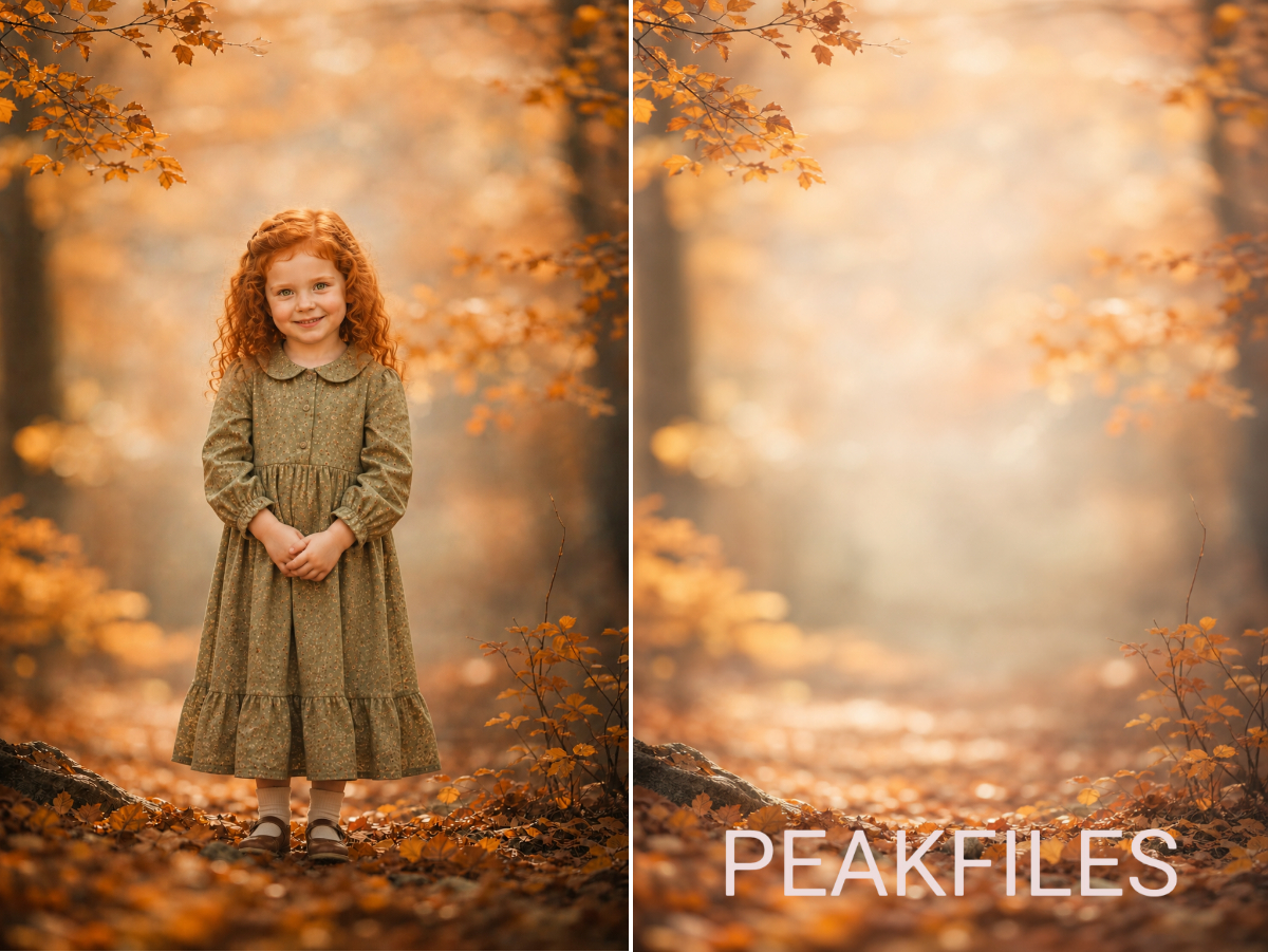 40 Golden Autumn Portrait Digital Backdrops, Fall Forest Photography Background Bundle, Maternity Baby Child Family Photoshop Composite JPG - Thumbnail 3