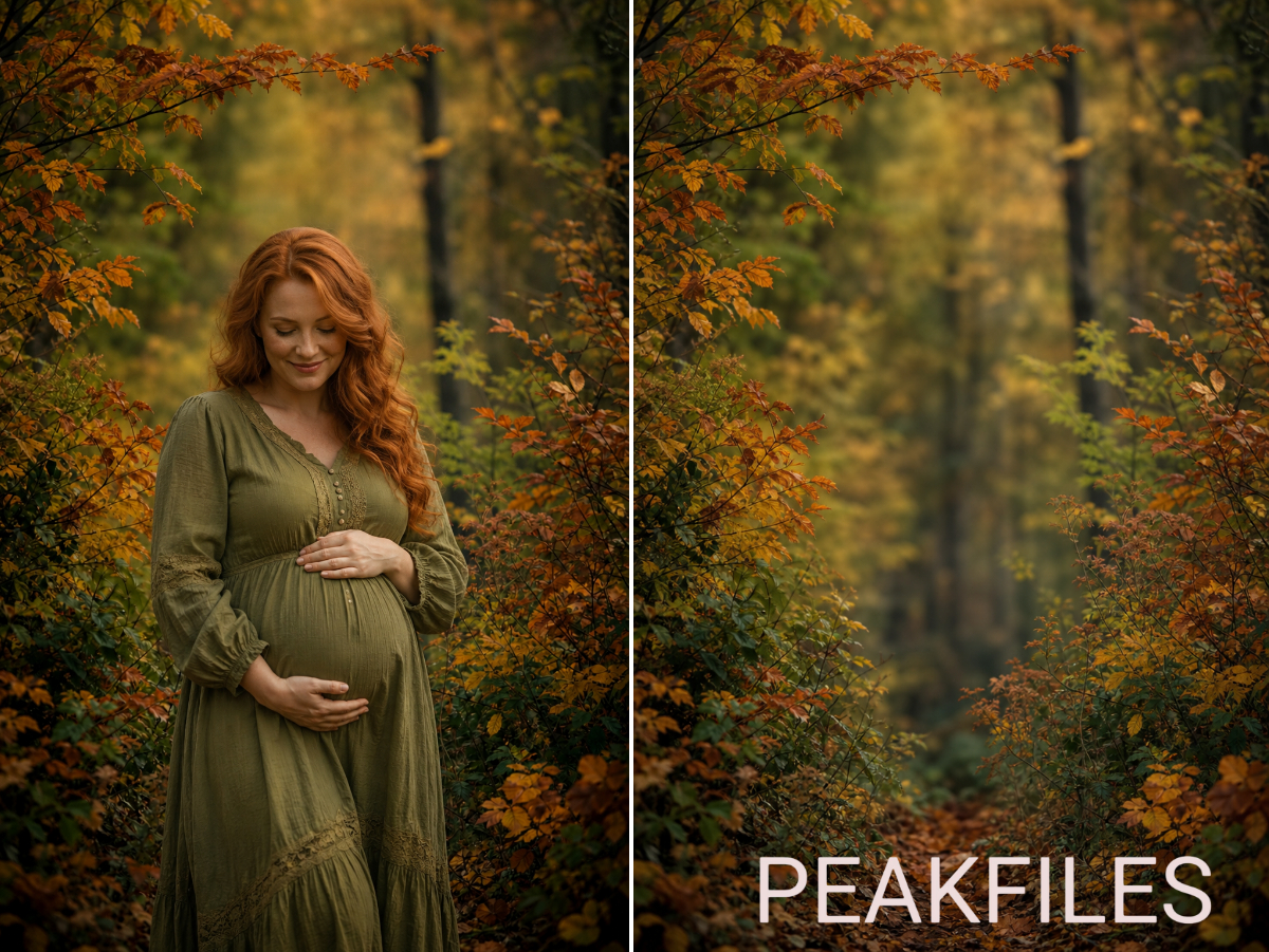 40 Golden Autumn Portrait Digital Backdrops, Fall Forest Photography Background Bundle, Maternity Baby Child Family Photoshop Composite JPG - Thumbnail 6
