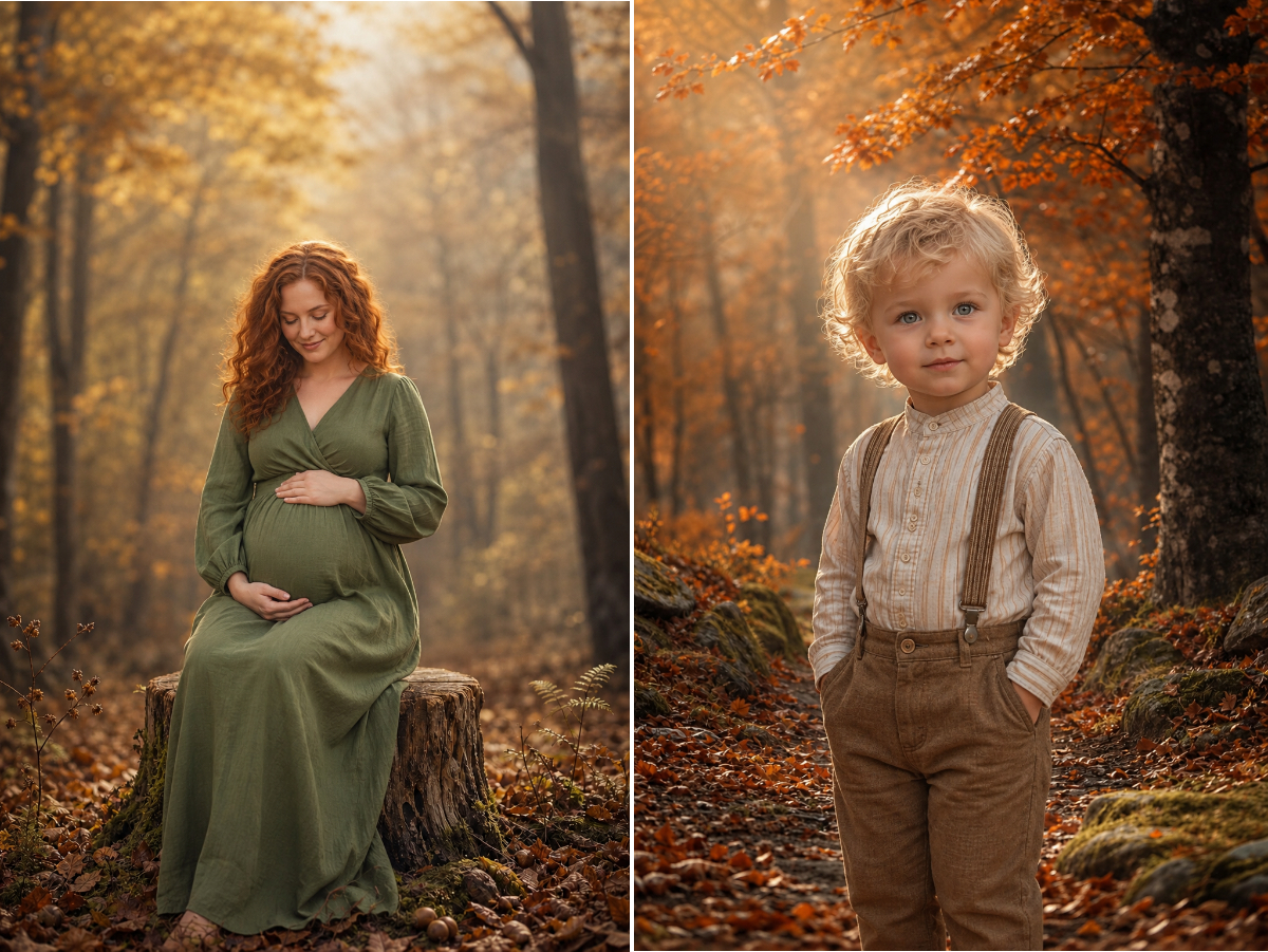40 Golden Autumn Portrait Digital Backdrops, Fall Forest Photography Background Bundle, Maternity Baby Child Family Photoshop Composite JPG - Thumbnail 7