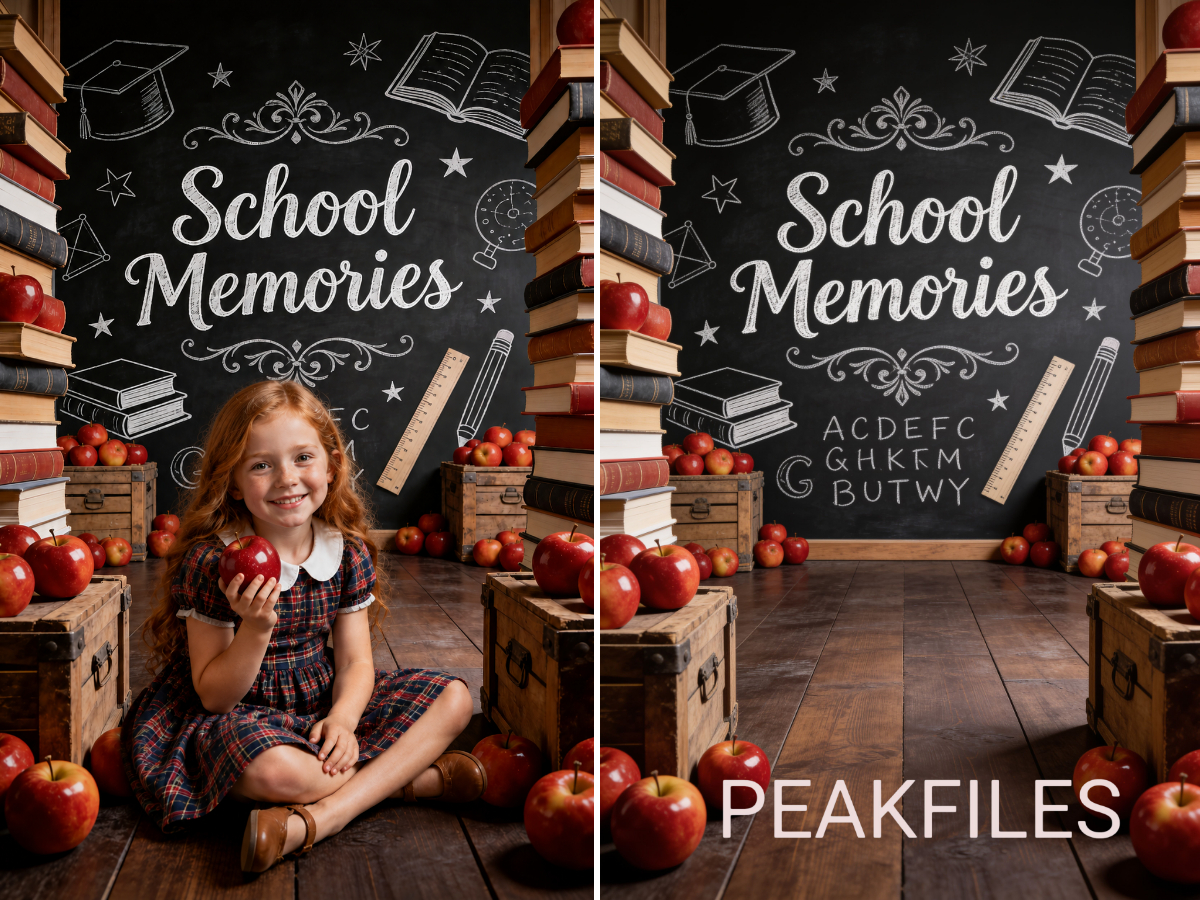 40 School Portrait Digital Backdrops, Classroom Backgrounds, Back to School Photography, Chalkboard, Teacher, Library, Globe, Apple - Thumbnail 5