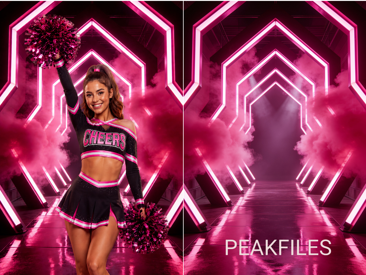 60 Neon Tunnel Digital Backdrops, Sports Photography Backgrounds, Football Cheerleading Soccer Basketball, Athlete Portraits - Thumbnail 3