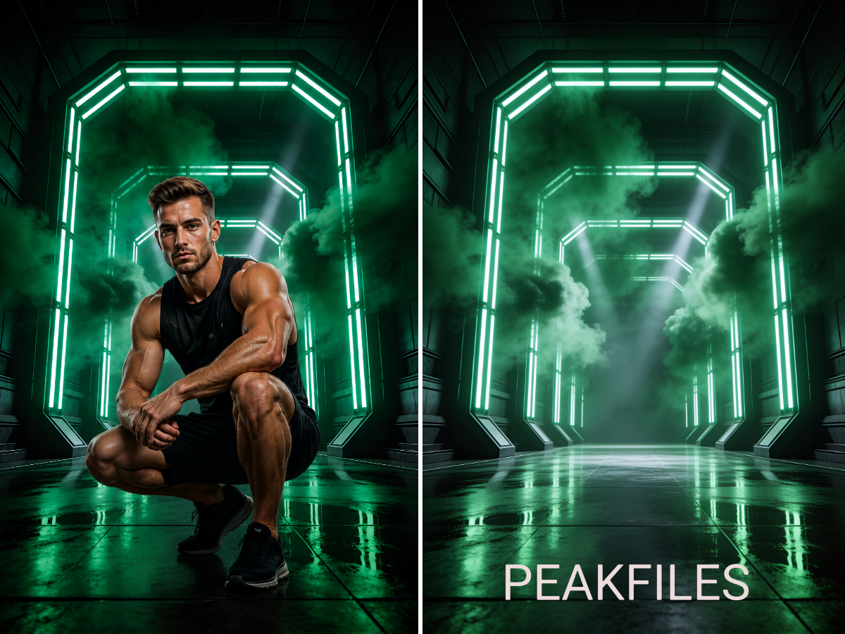 60 Neon Tunnel Digital Backdrops, Sports Photography Backgrounds, Football Cheerleading Soccer Basketball, Athlete Portraits - Thumbnail 5