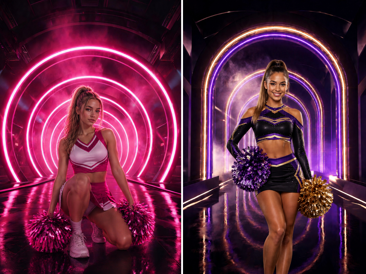 60 Neon Tunnel Digital Backdrops, Sports Photography Backgrounds, Football Cheerleading Soccer Basketball, Athlete Portraits - Thumbnail 6