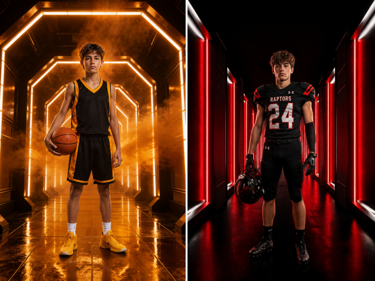 60 Neon Tunnel Digital Backdrops, Sports Photography Backgrounds, Football Cheerleading Soccer Basketball, Athlete Portraits - Thumbnail 7