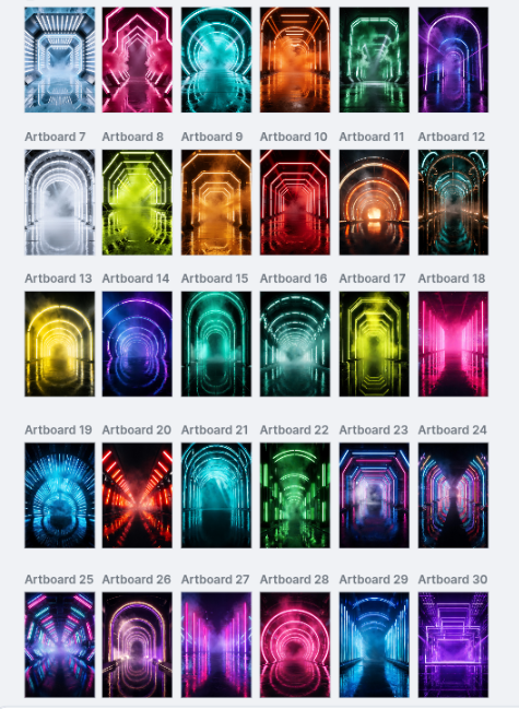 60 Neon Tunnel Digital Backdrops, Sports Photography Backgrounds, Football Cheerleading Soccer Basketball, Athlete Portraits - Thumbnail 9