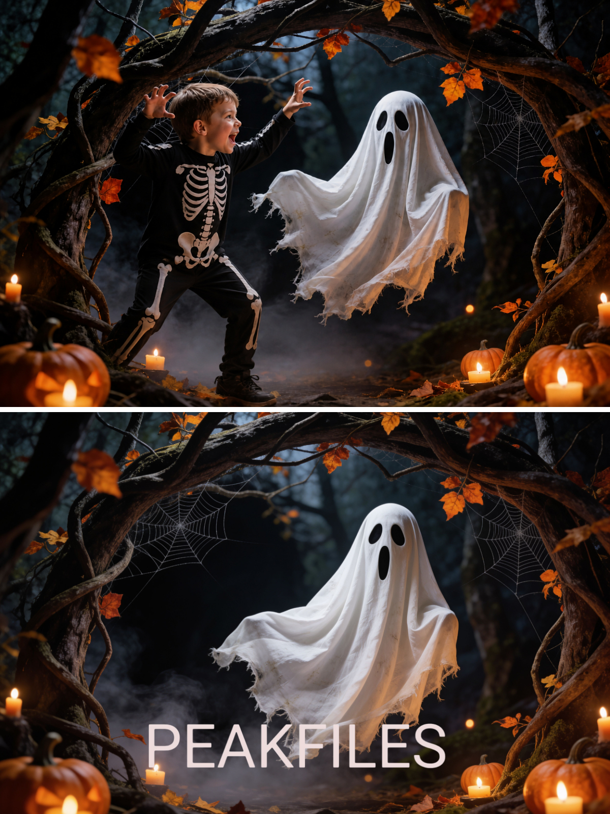 Halloween Digital Backdrops, Ghost Photography Backgrounds, Spooky Portrait Scenes, Haunted Forest JPG  Set - Thumbnail 2