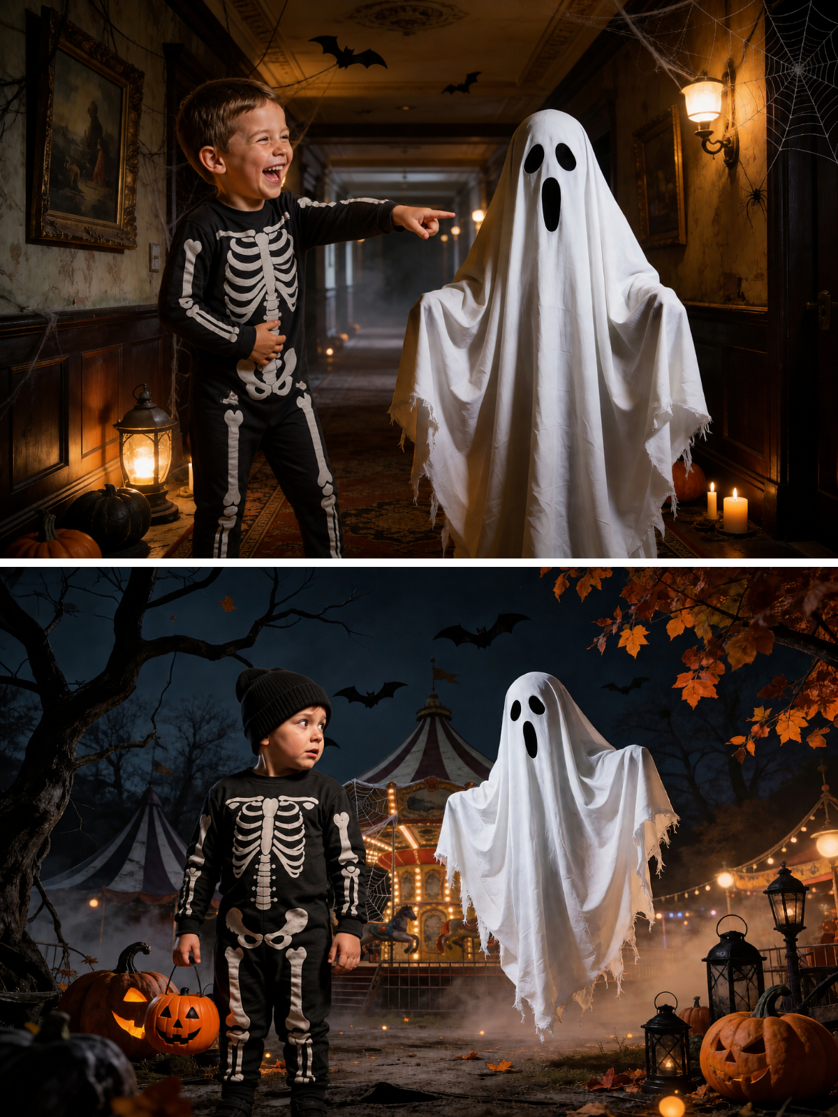 Halloween Digital Backdrops, Ghost Photography Backgrounds, Spooky Portrait Scenes, Haunted Forest JPG  Set - Thumbnail 7