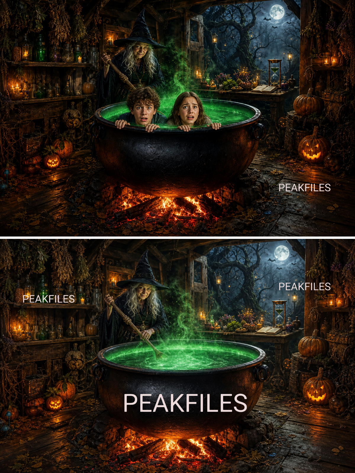 Halloween Witch Cauldron Digital Backdrops Bundle, Spooky Potion Photography Backgrounds, Magical Fantasy JPG, Instant Download - Thumbnail 3