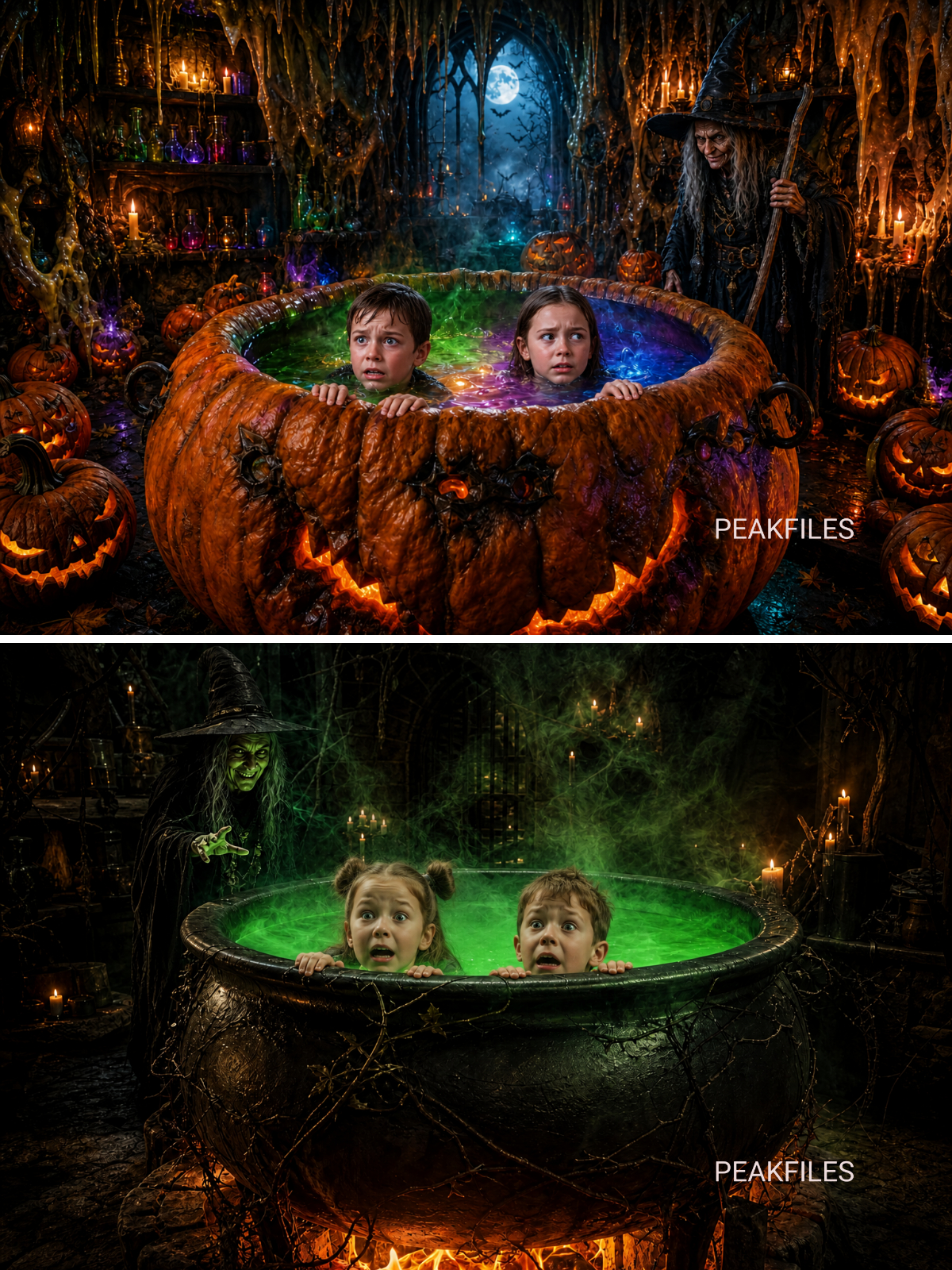 Halloween Witch Cauldron Digital Backdrops Bundle, Spooky Potion Photography Backgrounds, Magical Fantasy JPG, Instant Download - Thumbnail 4