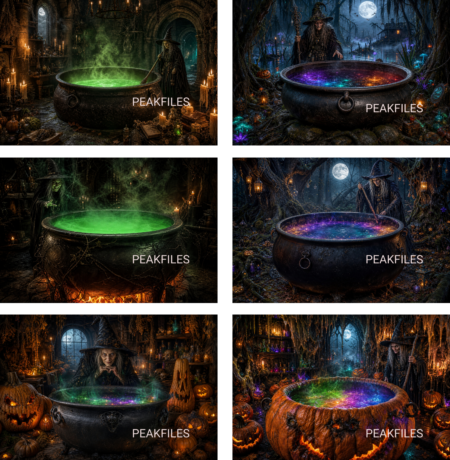 Halloween Witch Cauldron Digital Backdrops Bundle, Spooky Potion Photography Backgrounds, Magical Fantasy JPG, Instant Download - Thumbnail 5