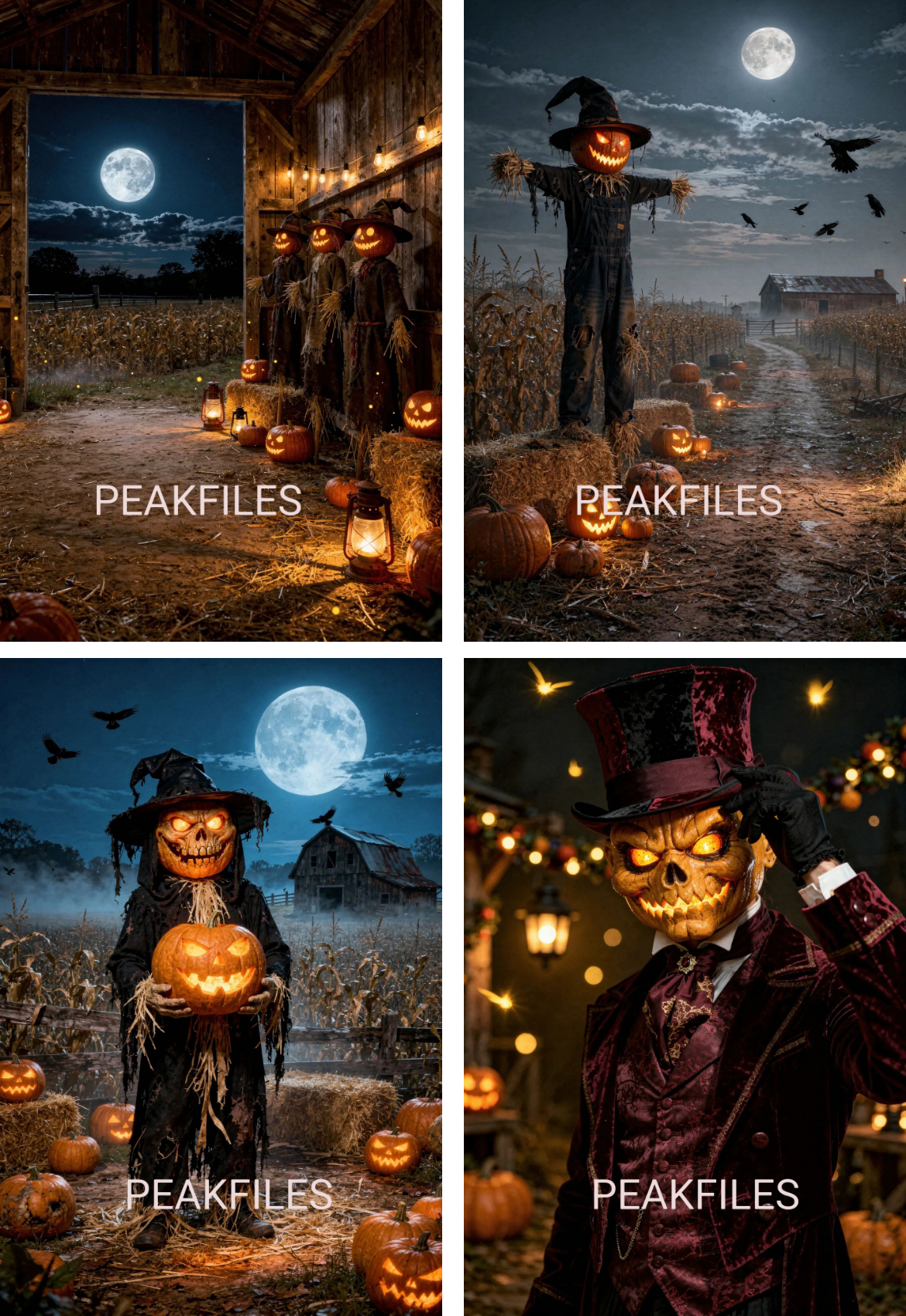 25 Halloween Scarecrow Digital Backdrops, Cornfield Farm JPG, Pumpkin Patch Photography, Kids Portrait Photography - Thumbnail 5