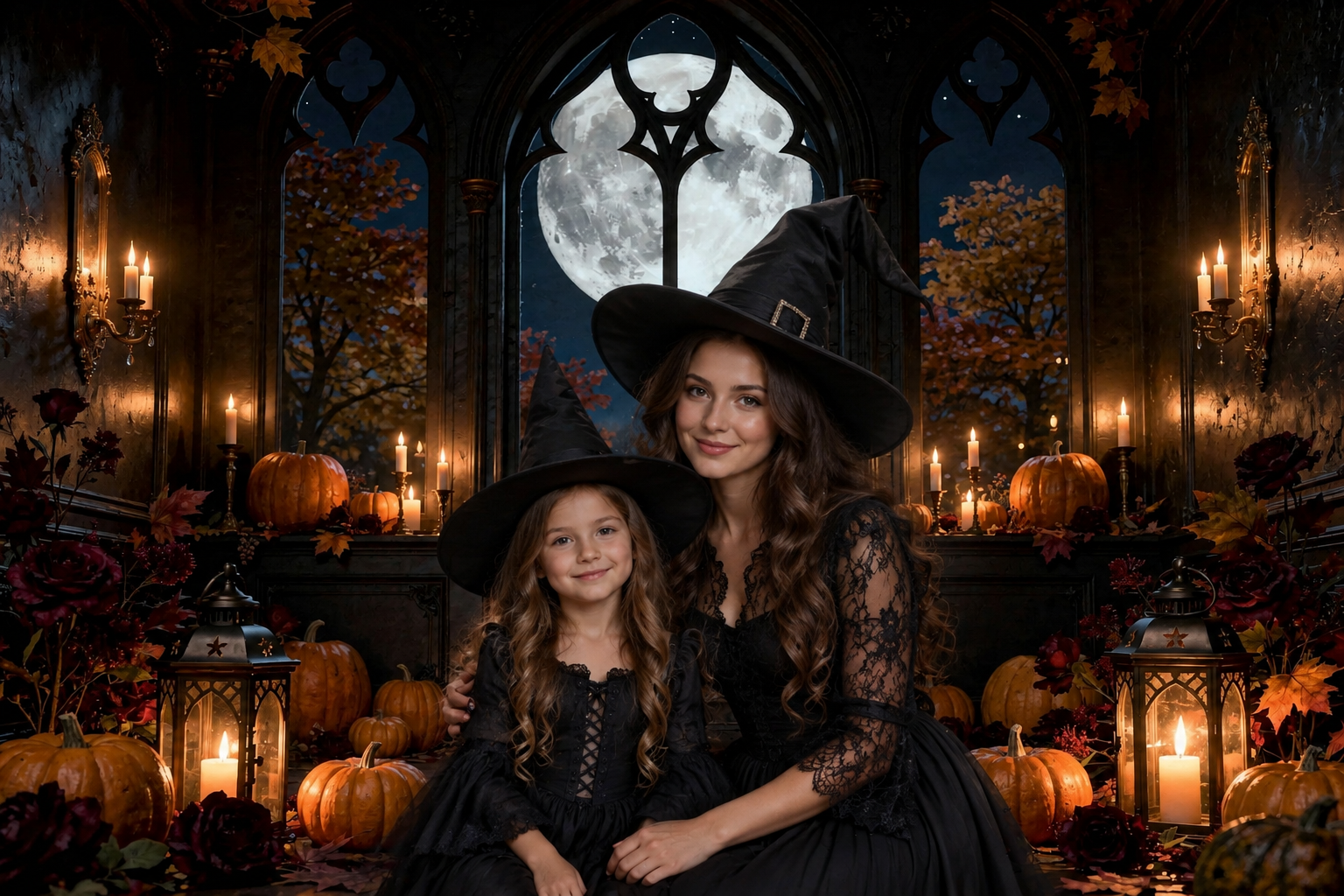 30 Halloween Digital Backdrops, Gothic Haunted Manor Moonlit Pumpkin Photography Backgrounds, Spooky Castle Party Decor - Thumbnail 5