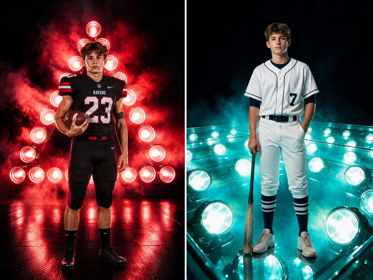 50 Sports Spotlights Digital Backdrops, Athlete Portrait Photography, Neon Stadium Lights, Team Media Day Background, Sports Banner Template - Thumbnail 6