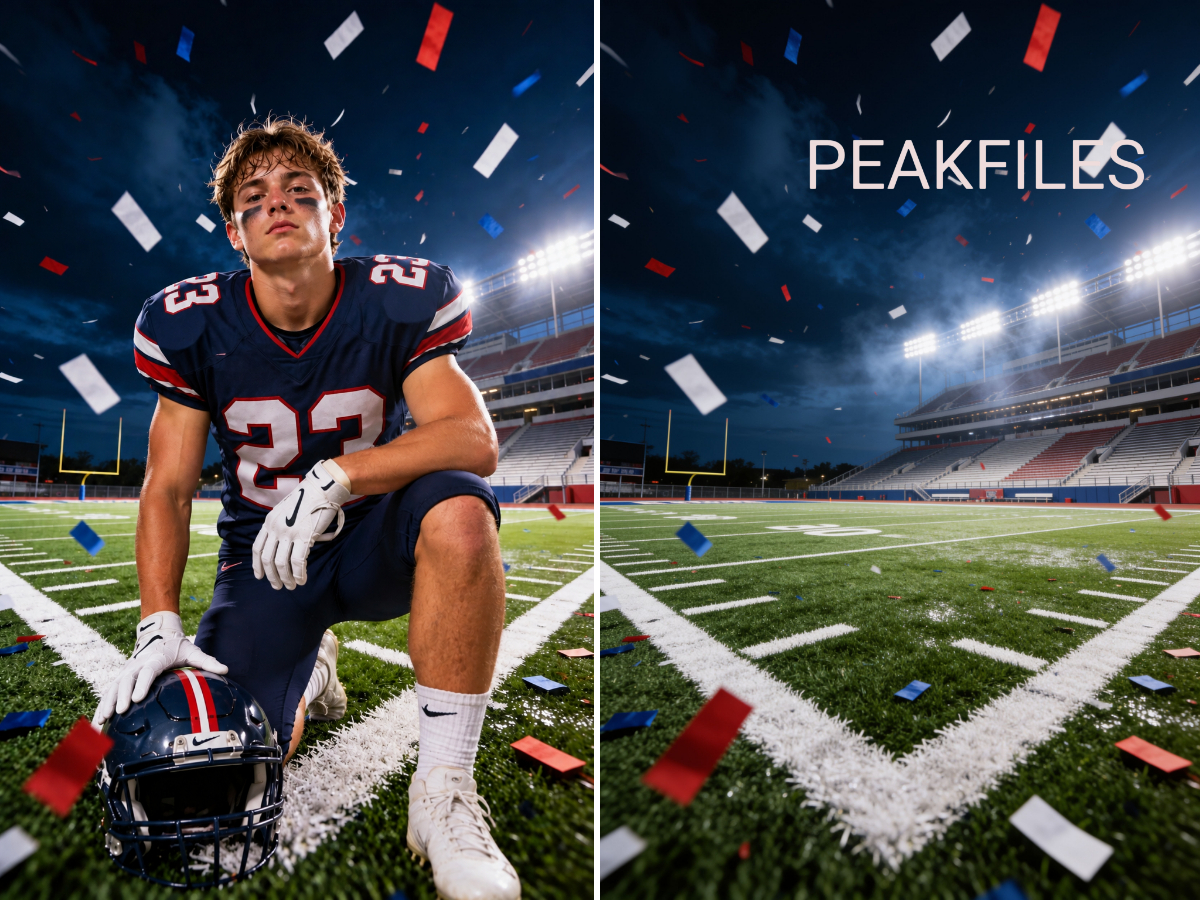 65 High School Football Senior Night Digital Backdrops, Sports Photography Portraits, Stadium Smoke Bundle, Player JPG Backgrounds - Thumbnail 3