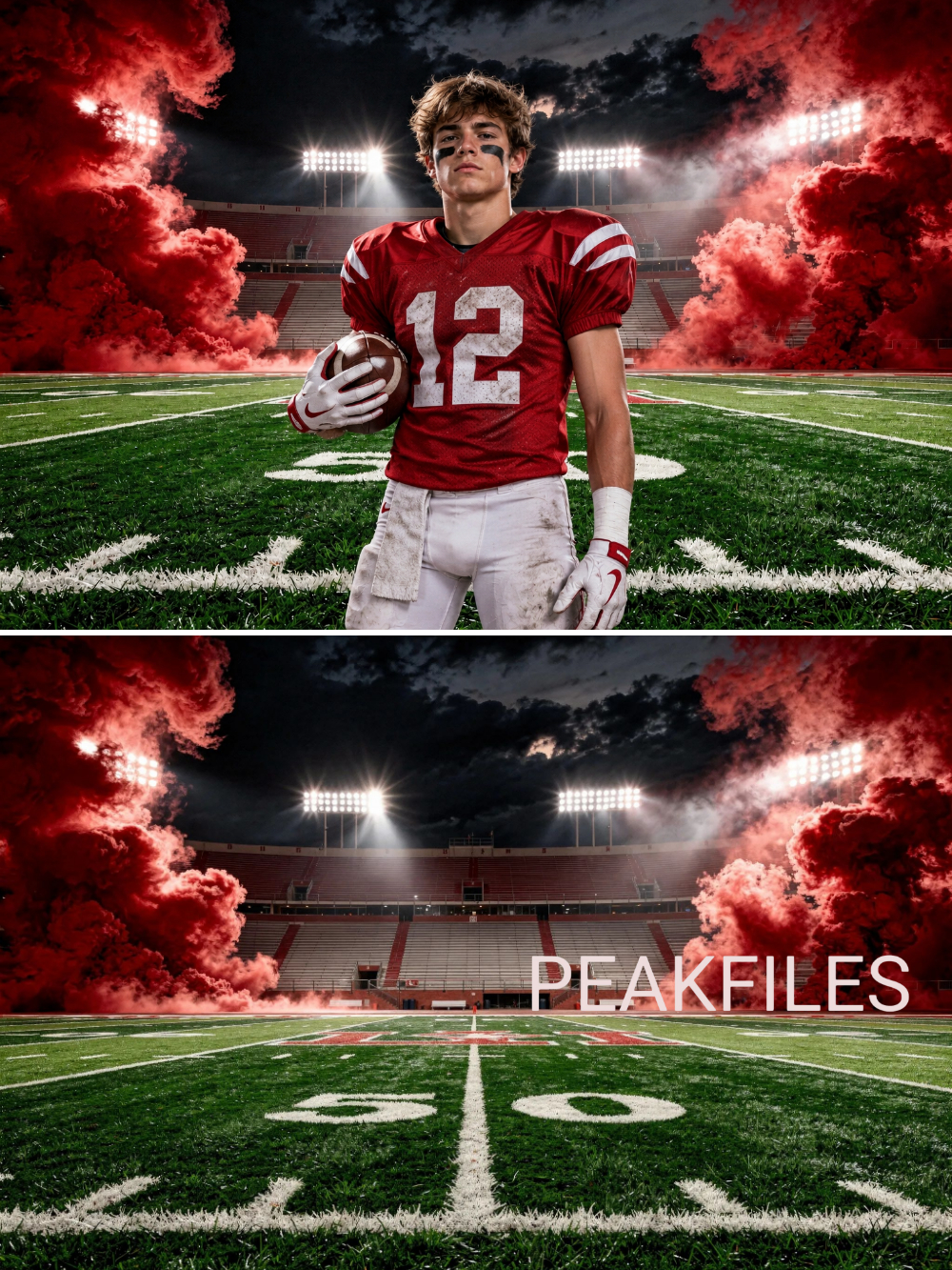 65 High School Football Senior Night Digital Backdrops, Sports Photography Portraits, Stadium Smoke Bundle, Player JPG Backgrounds - Thumbnail 5