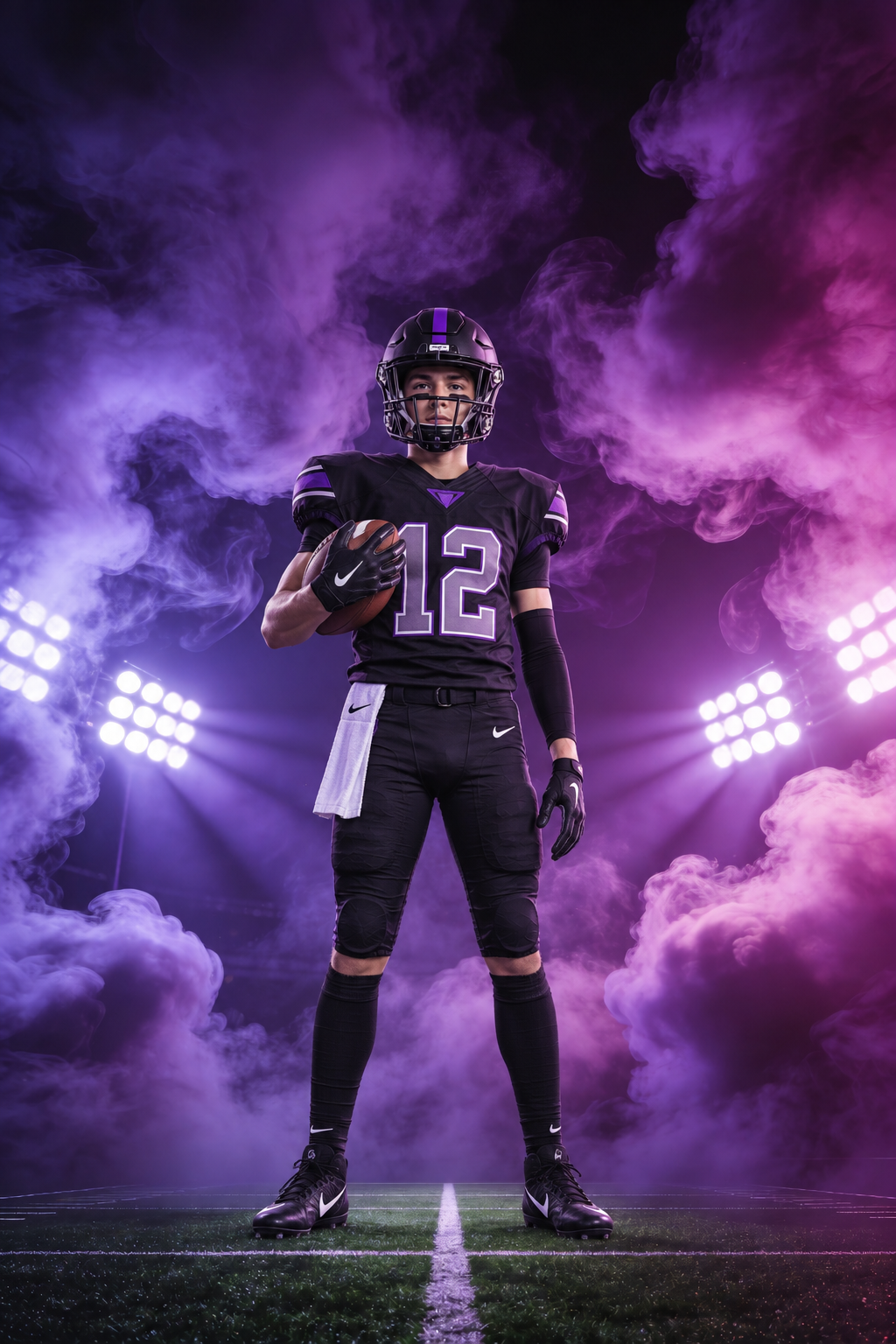65 High School Football Senior Night Digital Backdrops, Sports Photography Portraits, Stadium Smoke Bundle, Player JPG Backgrounds - Thumbnail 8