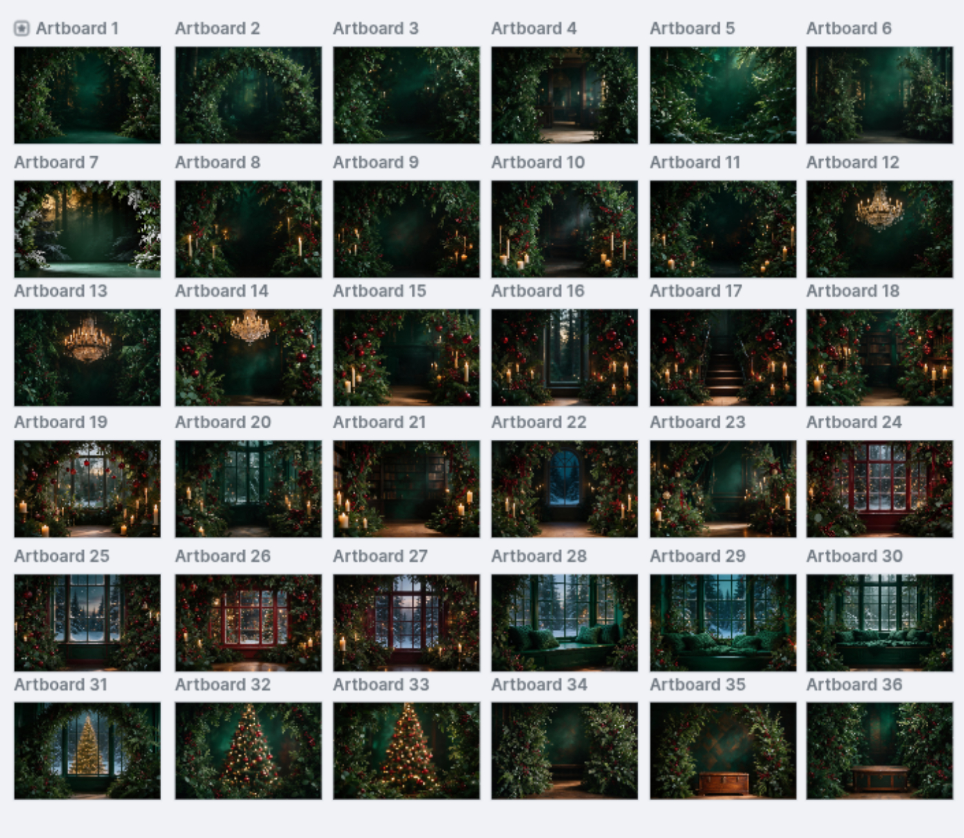 Emerald Green Christmas Digital Backgrounds, Holiday Photo Backdrops, Cozy Nook Set - Thumbnail 9