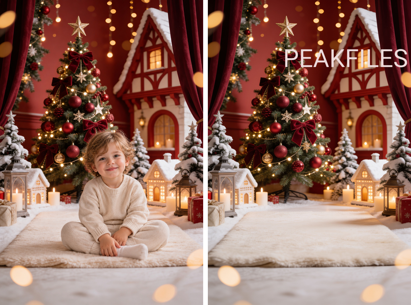 60 Red Christmas Nook Digital Backdrops: Christmas Photography Backgrounds - Thumbnail 3