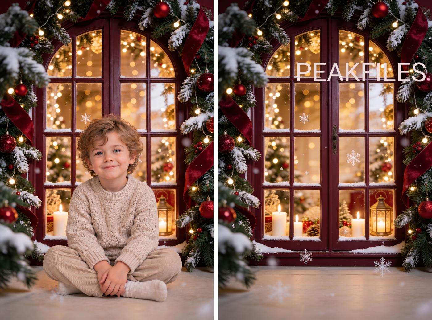 60 Red Christmas Nook Digital Backdrops: Christmas Photography Backgrounds - Thumbnail 4
