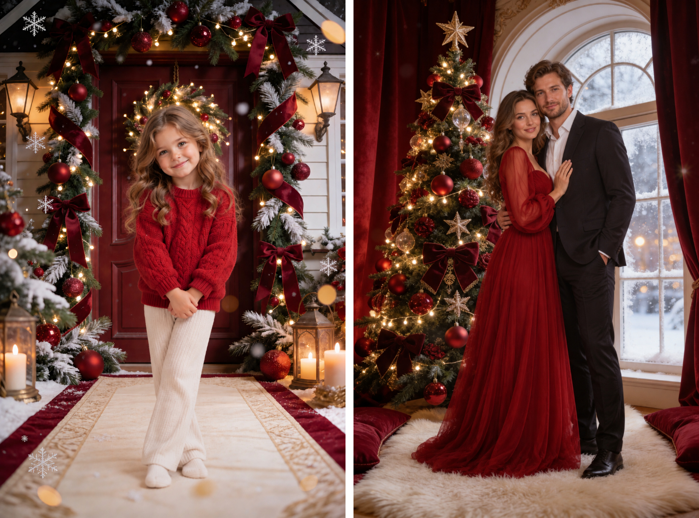 60 Red Christmas Nook Digital Backdrops: Christmas Photography Backgrounds - Thumbnail 7