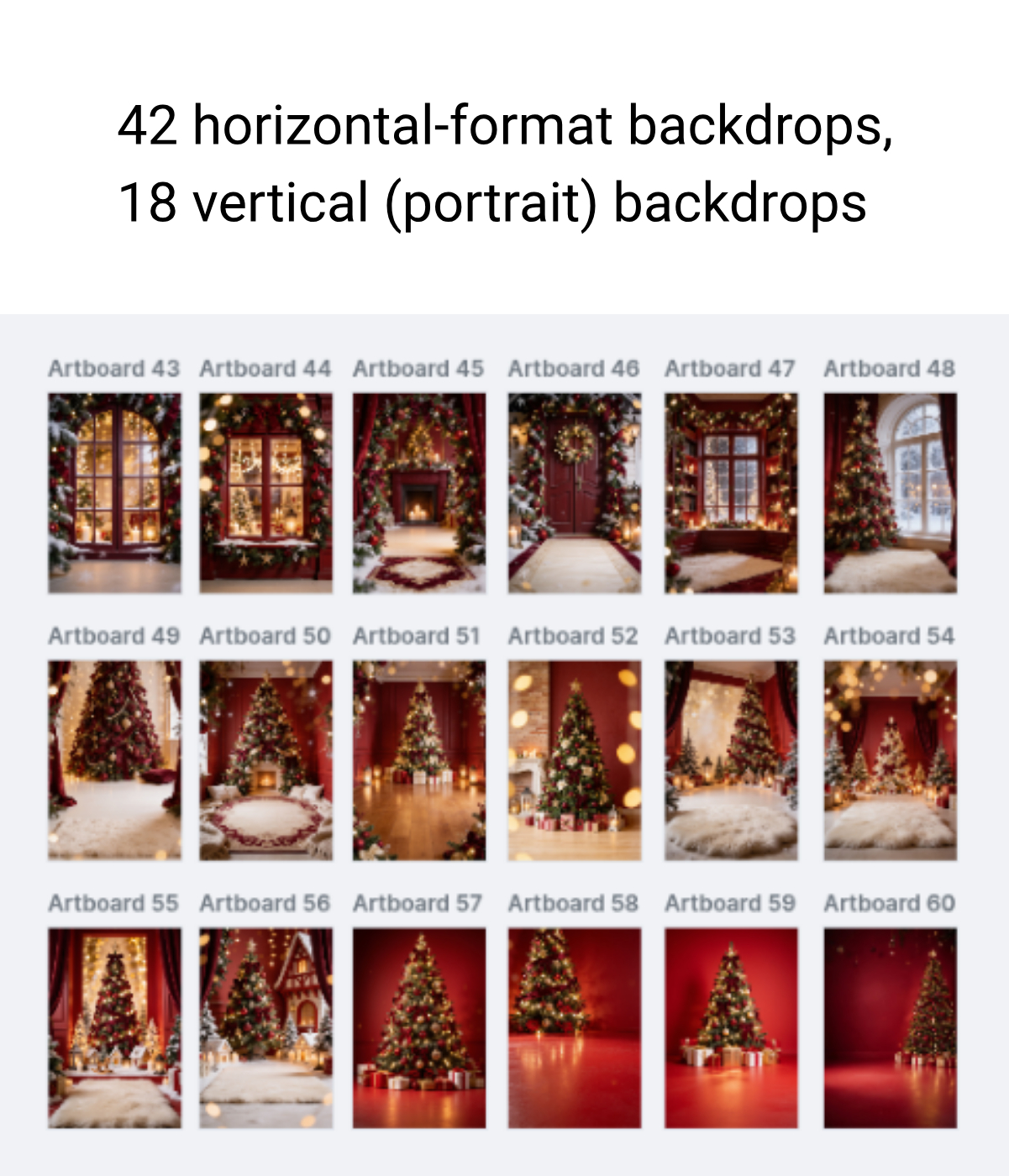 60 Red Christmas Nook Digital Backdrops: Christmas Photography Backgrounds - Thumbnail 11
