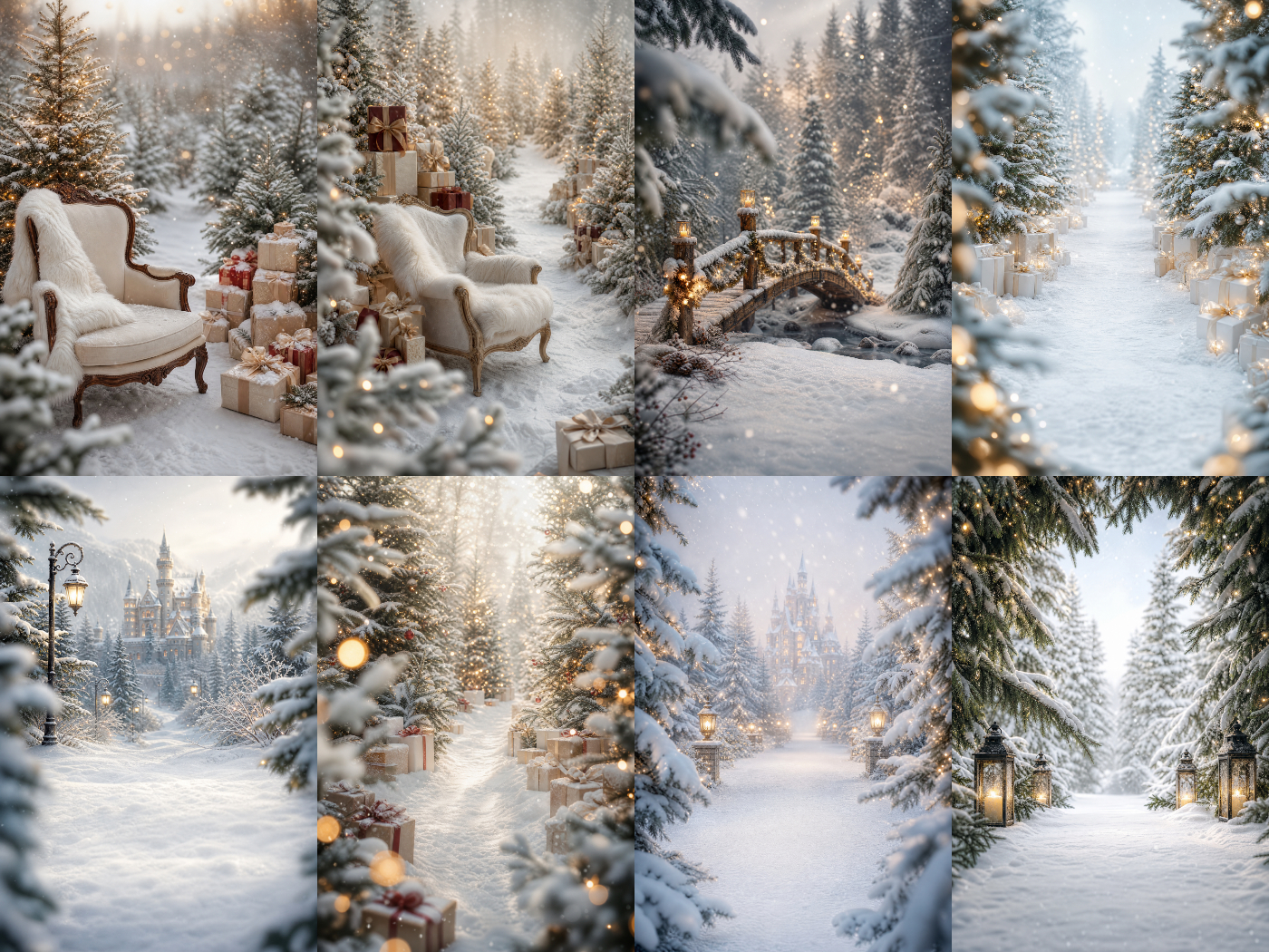 Winter Wonderland Digital Backdrops, Christmas Photography Backgrounds, 20 Winter Scenes - Thumbnail 4