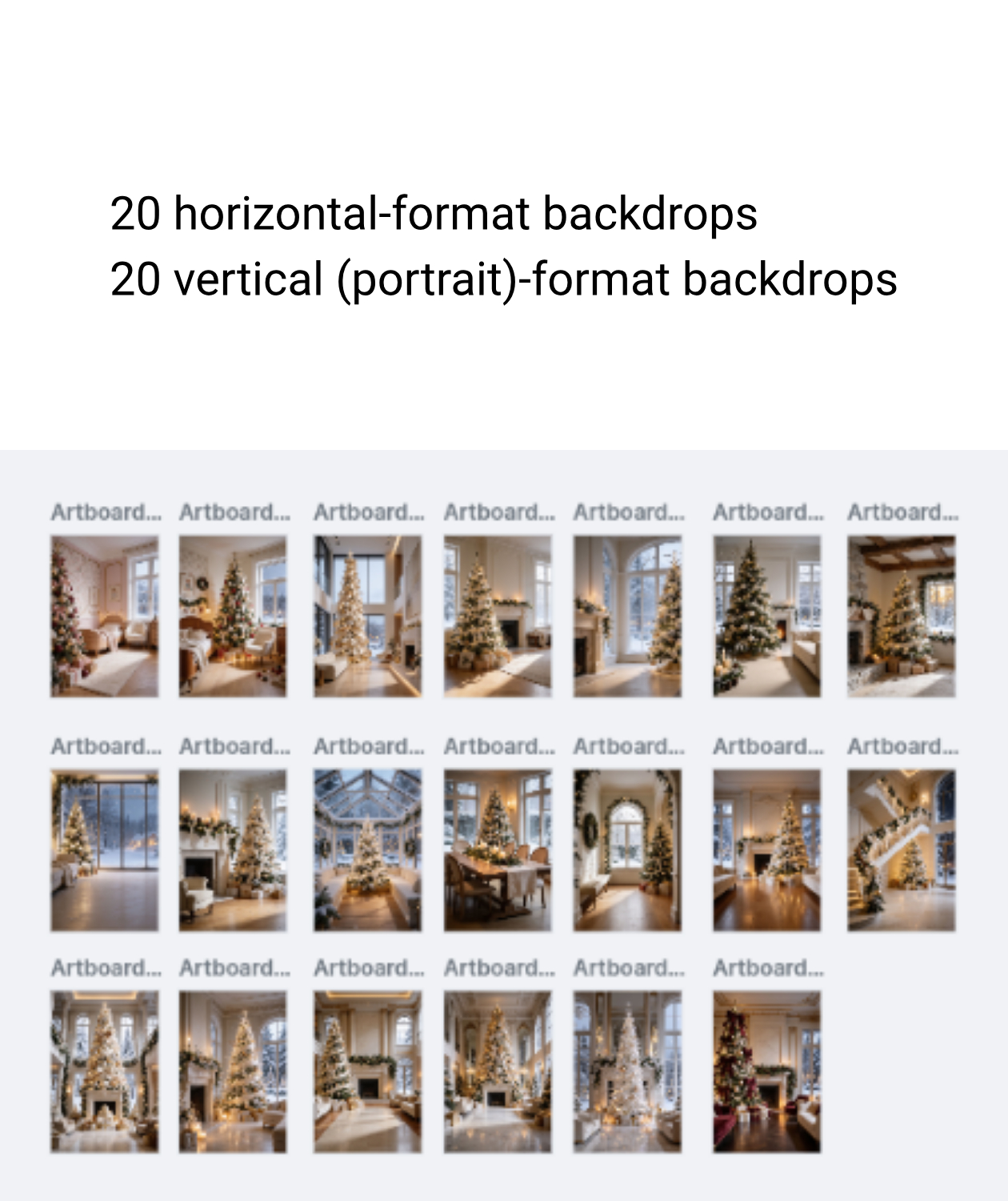 Christmas Digital Backdrops, Home Photography Backgrounds, 40 Portrait & Horizontal - Thumbnail 10