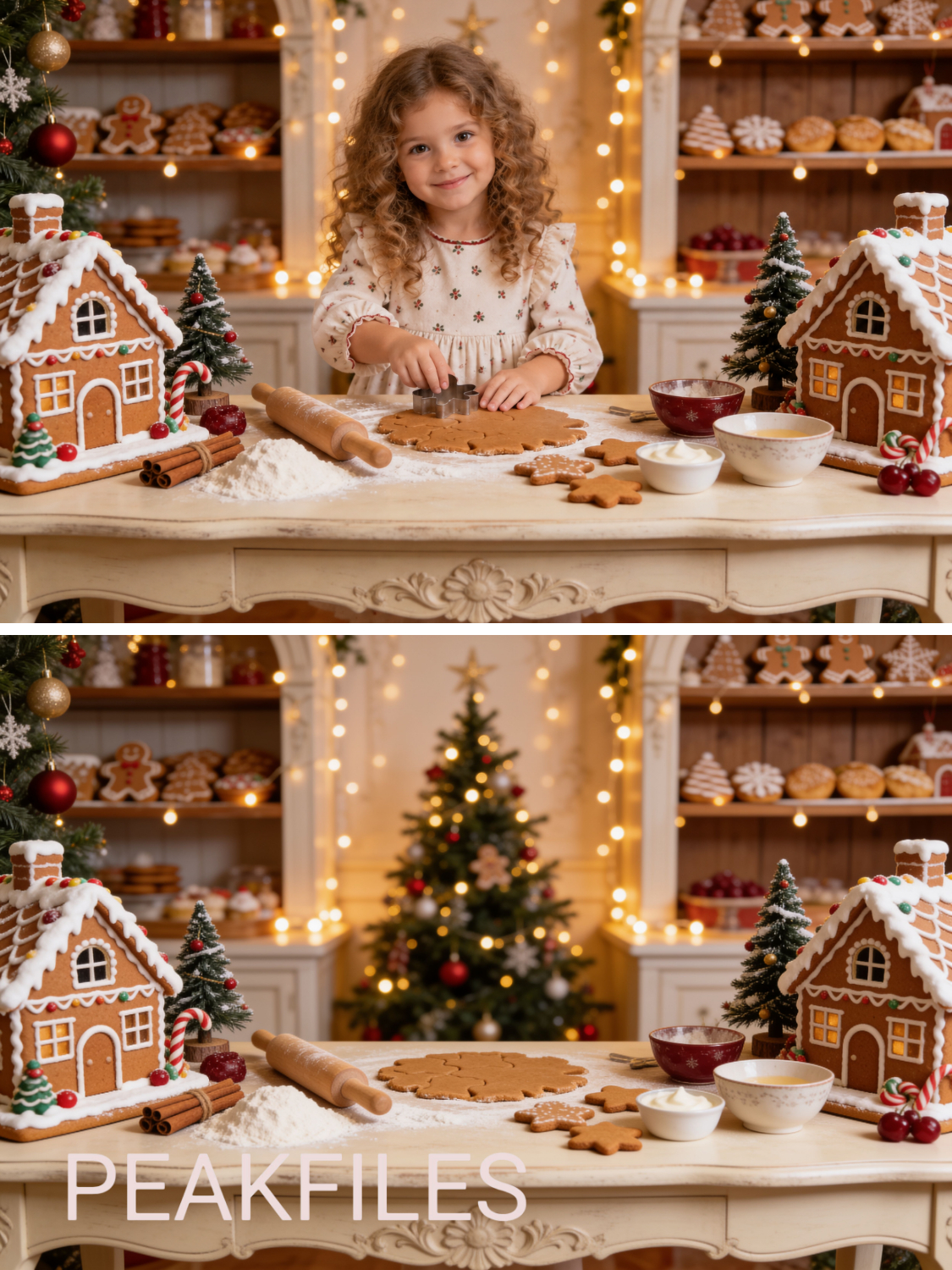 Christmas Gingerbread Digital Backdrops, 40 Kids Holiday Photography Scenes - Thumbnail 2