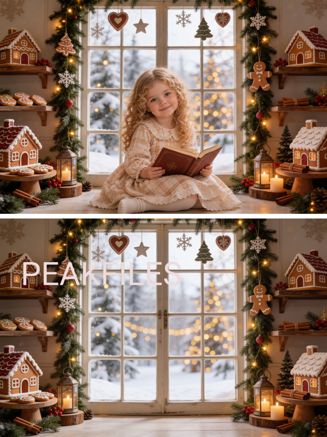 Christmas Gingerbread Digital Backdrops, 40 Kids Holiday Photography Scenes - Thumbnail 3