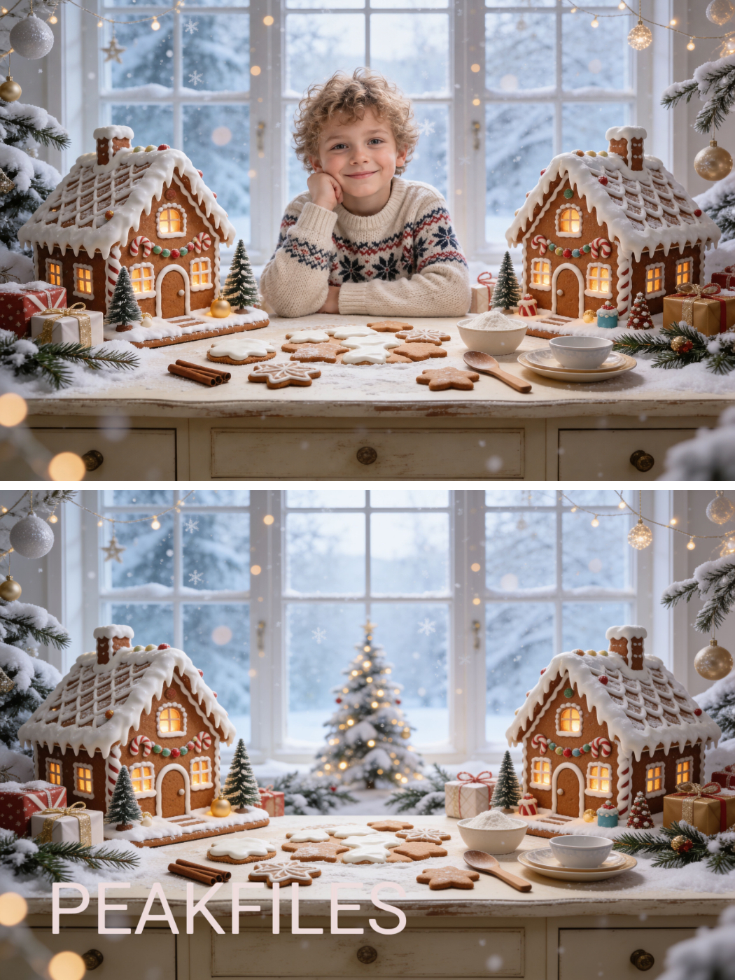Christmas Gingerbread Digital Backdrops, 40 Kids Holiday Photography Scenes - Thumbnail 4