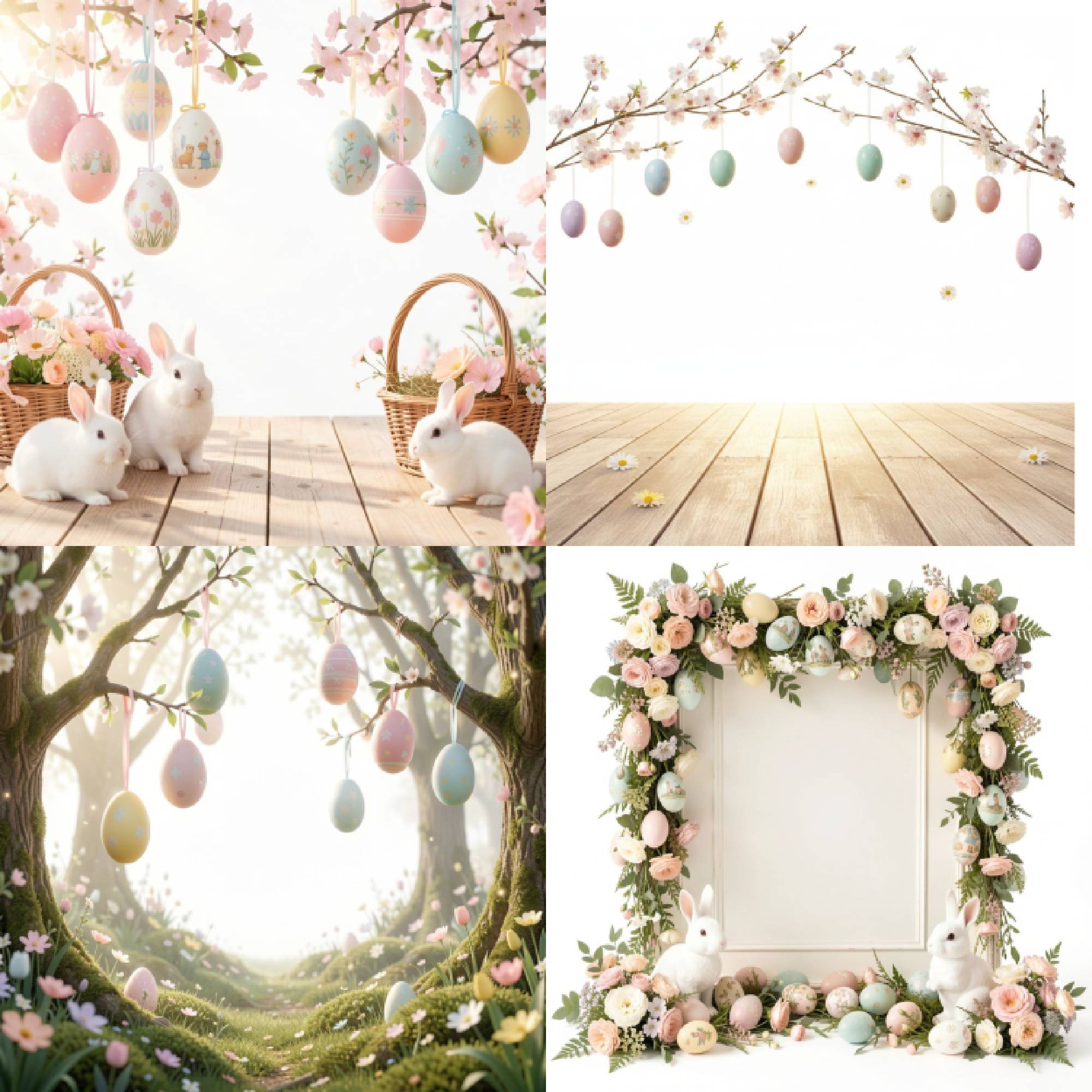 Easter Digital Photography Backdrop – Set of 4 PNG Files - Image 1