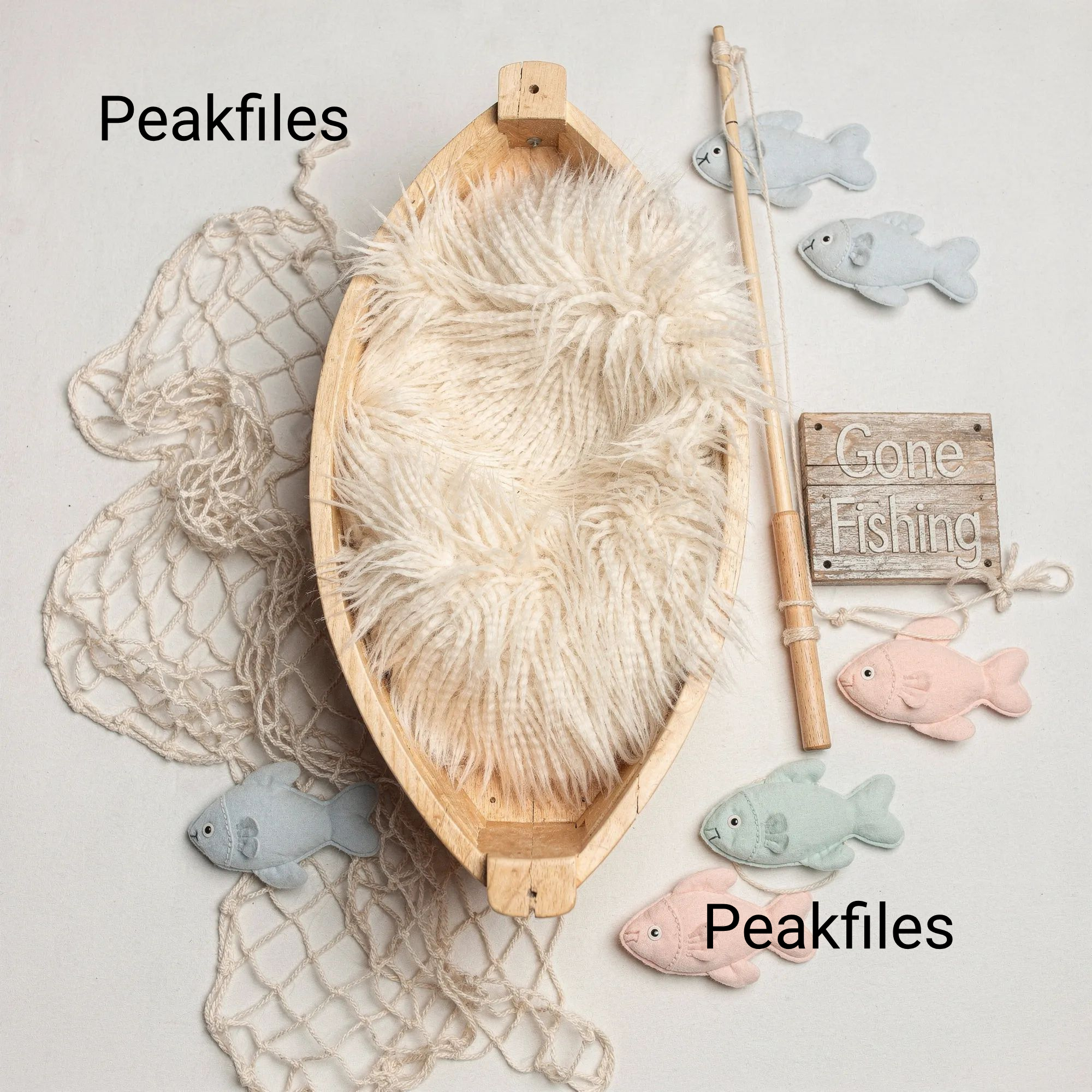 Newborn Fishing Photo Prop, Baby Boy Fishing Theme, Rustic Boat Newborn Photography, Gone Fishing Baby, Newborn Photoshoot Setup - Thumbnail 2