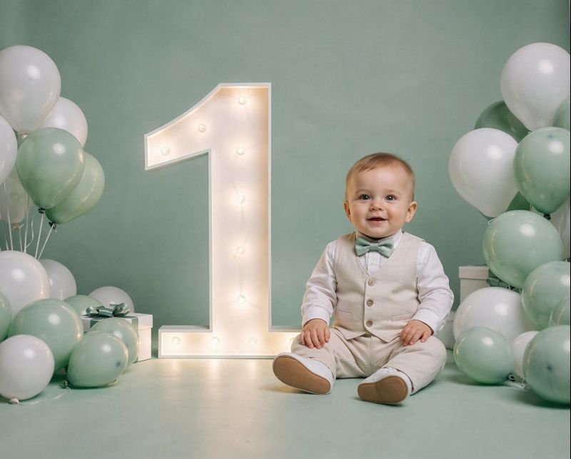 ONE First Birthday Backdrops Set for Girls and Boys, Pastel Party Background Digital, Cake Smash Scenes, 1st Birthday Studio Photography - Thumbnail 5