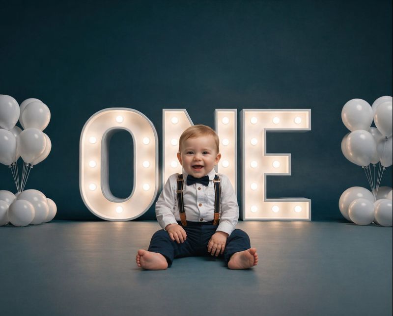 ONE First Birthday Backdrops Set for Girls and Boys, Pastel Party Background Digital, Cake Smash Scenes, 1st Birthday Studio Photography - Thumbnail 7