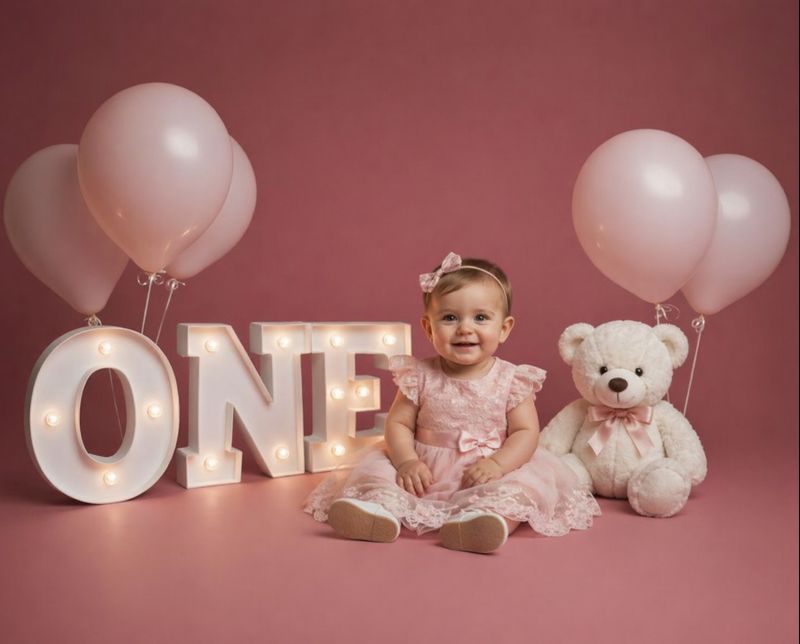 ONE First Birthday Backdrops Set for Girls and Boys, Pastel Party Background Digital, Cake Smash Scenes, 1st Birthday Studio Photography - Thumbnail 8