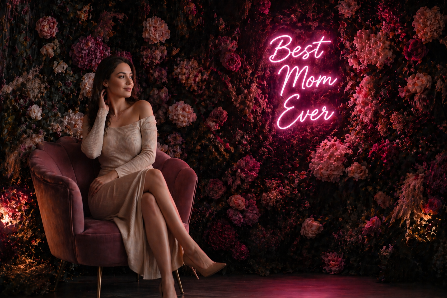 Best Mom Ever Digital Backdrop, Cozy Boho Neutral Photo Background, Mother’s Day Setup - Thumbnail 5