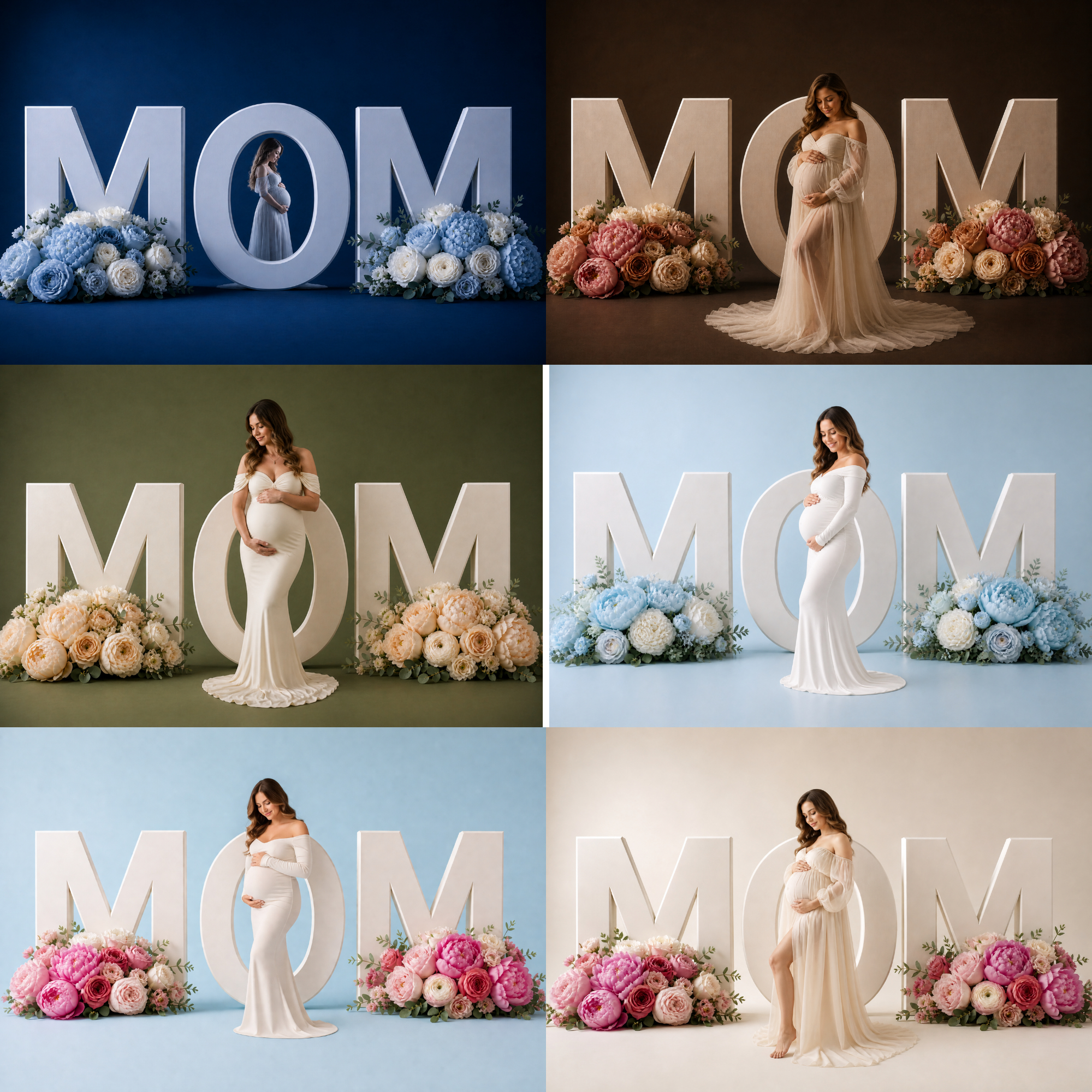 25 Mom Set Digital Backdrops Floral Maternity Background, MOM Sign Studio Backdrop, Photoshop Composite, Fine Art Floral Background JPG - Thumbnail 2