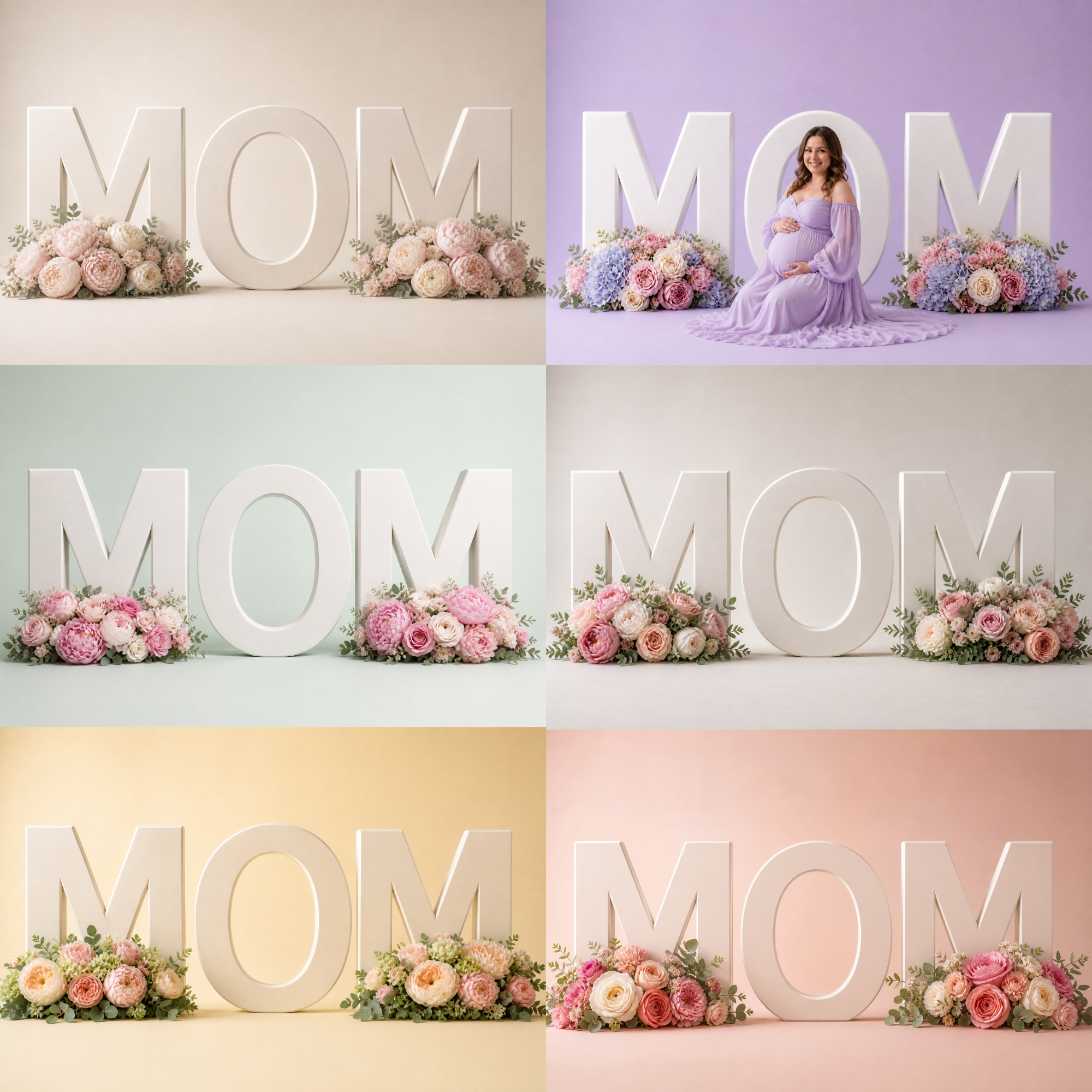 25 Mom Set Digital Backdrops Floral Maternity Background, MOM Sign Studio Backdrop, Photoshop Composite, Fine Art Floral Background JPG - Thumbnail 3