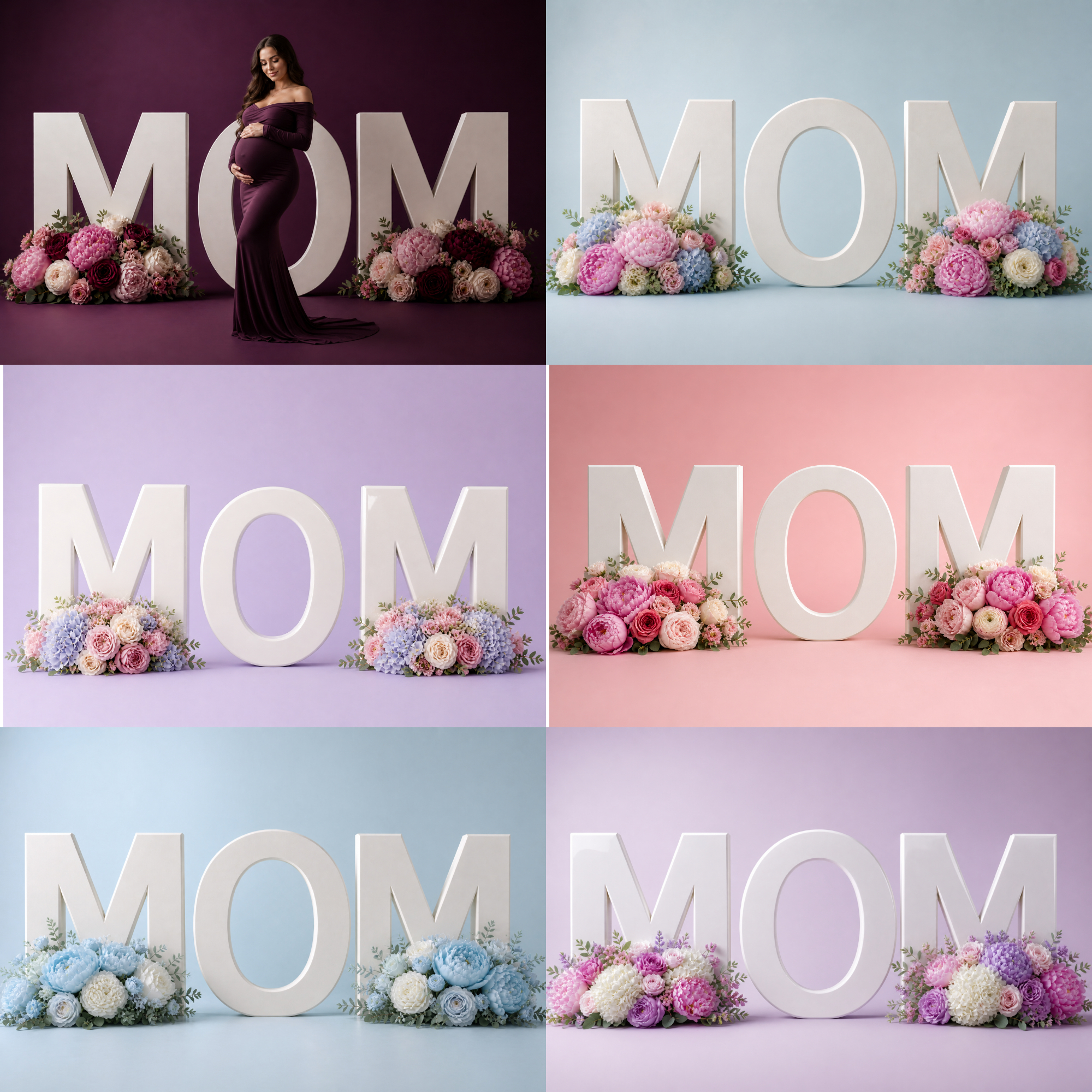 25 Mom Set Digital Backdrops Floral Maternity Background, MOM Sign Studio Backdrop, Photoshop Composite, Fine Art Floral Background JPG - Thumbnail 4