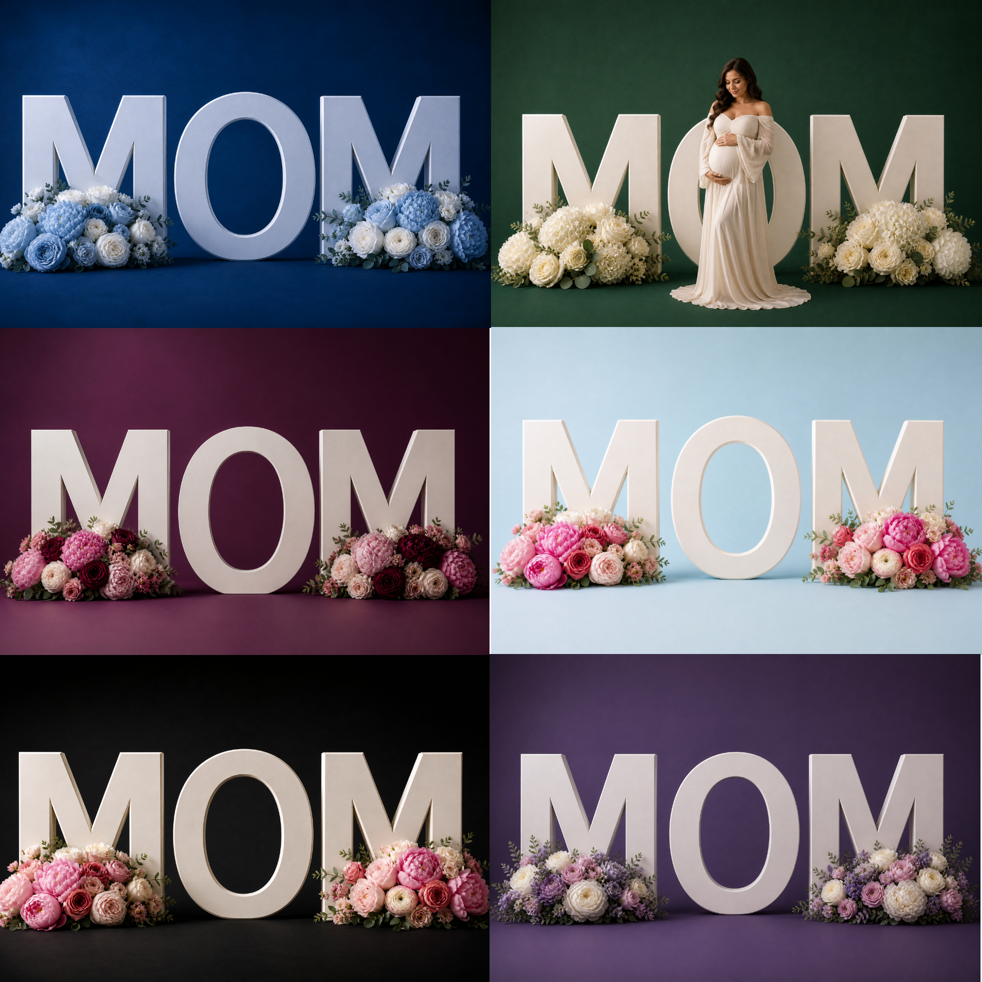 25 Mom Set Digital Backdrops Floral Maternity Background, MOM Sign Studio Backdrop, Photoshop Composite, Fine Art Floral Background JPG - Thumbnail 5