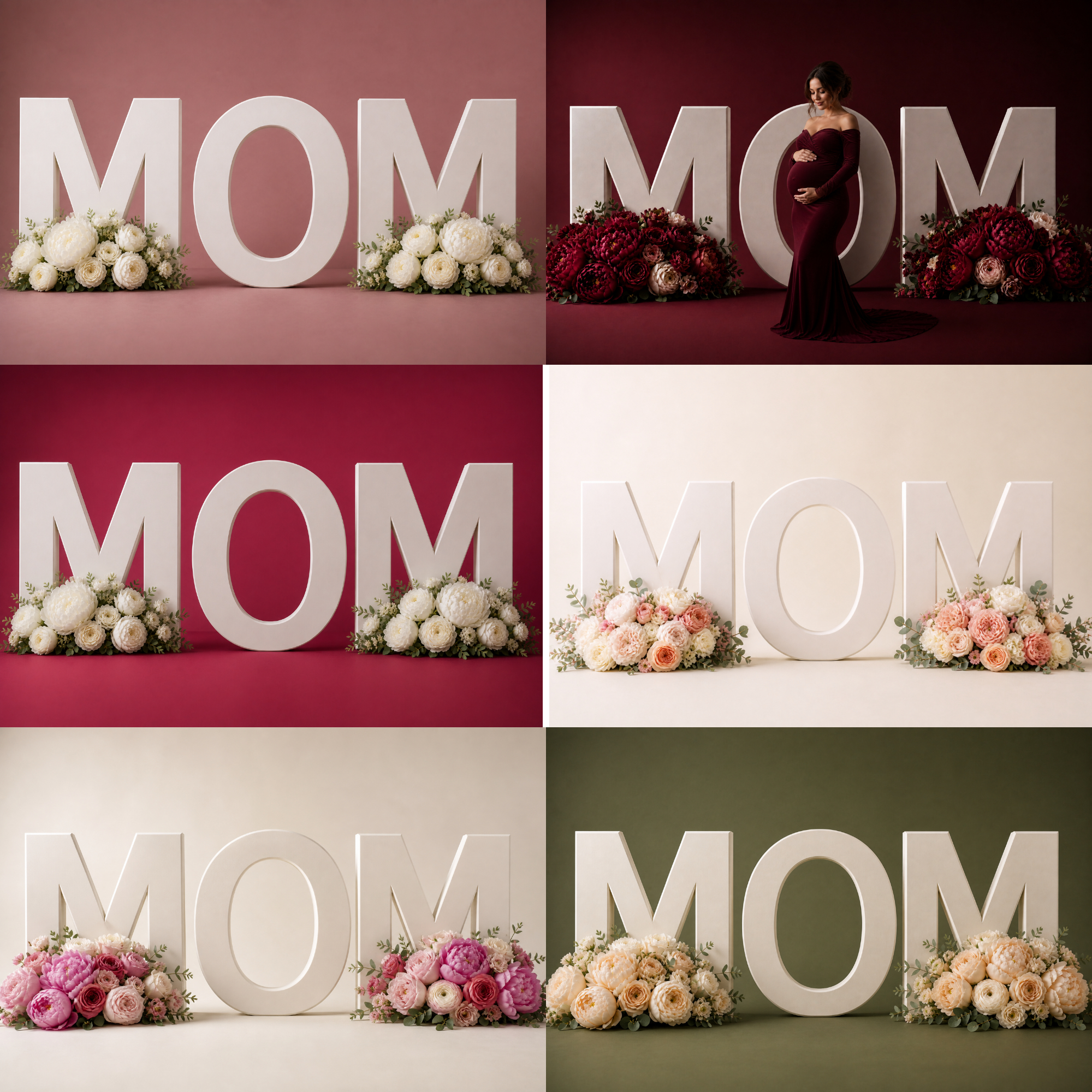 25 Mom Set Digital Backdrops Floral Maternity Background, MOM Sign Studio Backdrop, Photoshop Composite, Fine Art Floral Background JPG - Thumbnail 6