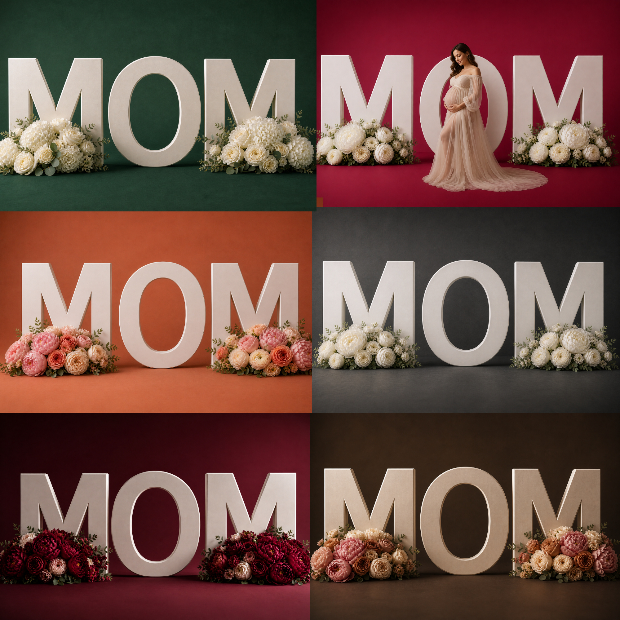 25 Mom Set Digital Backdrops Floral Maternity Background, MOM Sign Studio Backdrop, Photoshop Composite, Fine Art Floral Background JPG - Thumbnail 7
