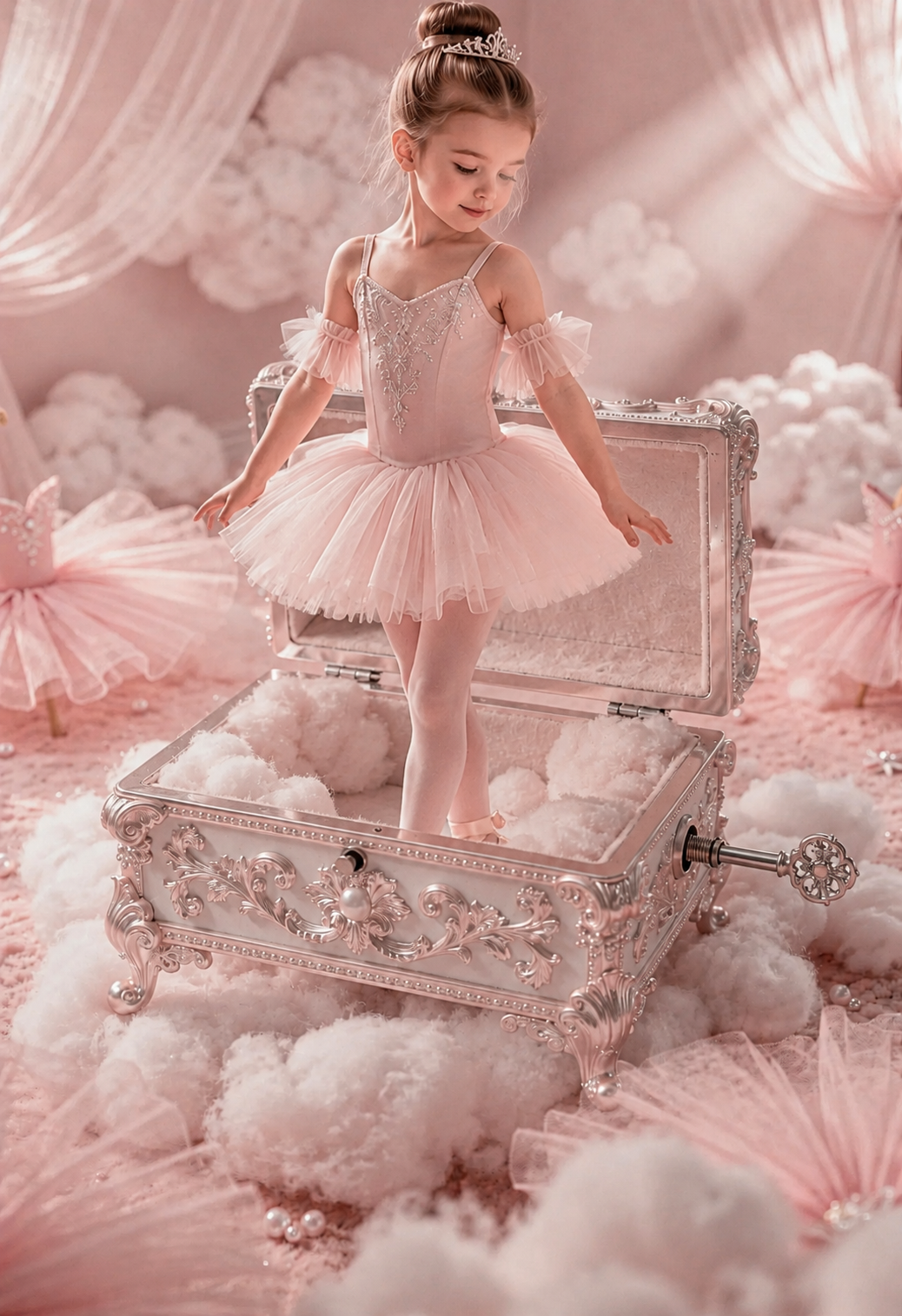 Ballerina Digital Background with Music Box, Ballet Studio Digital Backdrop, Pink Ballerina Studio Digital Backdrop — Set of 8 JPG Files - Thumbnail 3