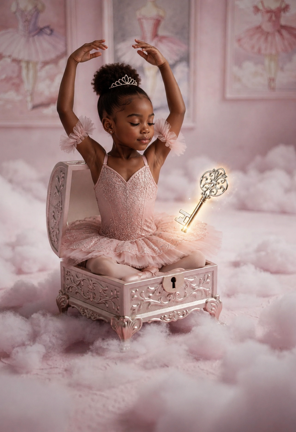 Ballerina Digital Background with Music Box, Ballet Studio Digital Backdrop, Pink Ballerina Studio Digital Backdrop — Set of 8 JPG Files - Thumbnail 4