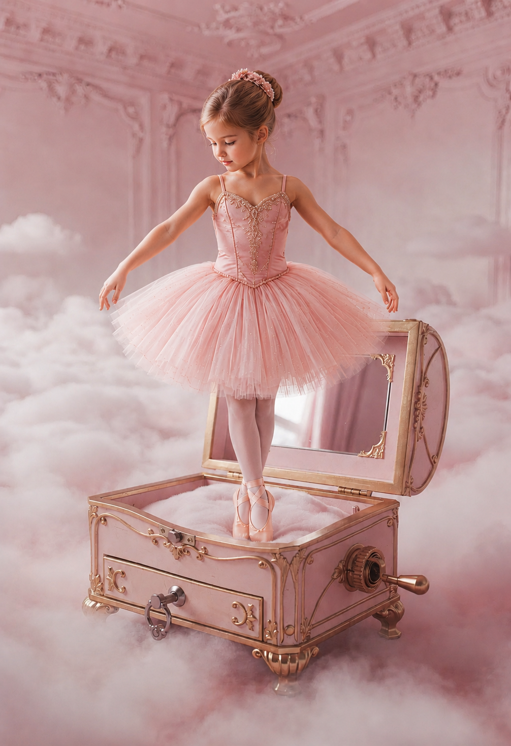 Ballerina Digital Background with Music Box, Ballet Studio Digital Backdrop, Pink Ballerina Studio Digital Backdrop — Set of 8 JPG Files - Thumbnail 6