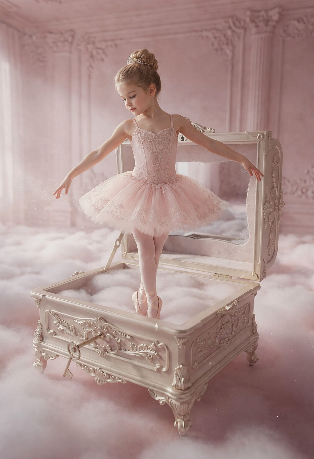 Ballerina Digital Background with Music Box, Ballet Studio Digital Backdrop, Pink Ballerina Studio Digital Backdrop — Set of 8 JPG Files - Thumbnail 7